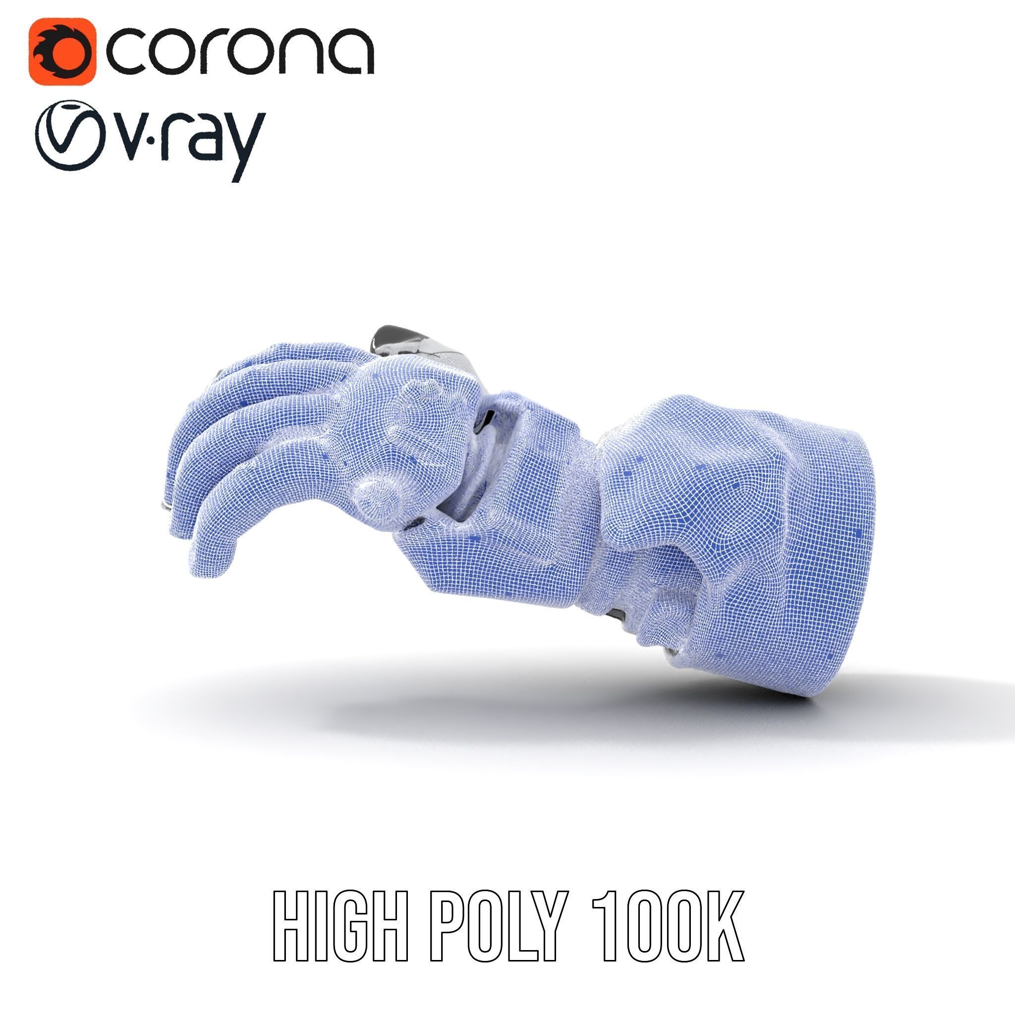 Futuristic Robotic Hand Model Pack with Articulated Fingers Low-poly 3D model_33