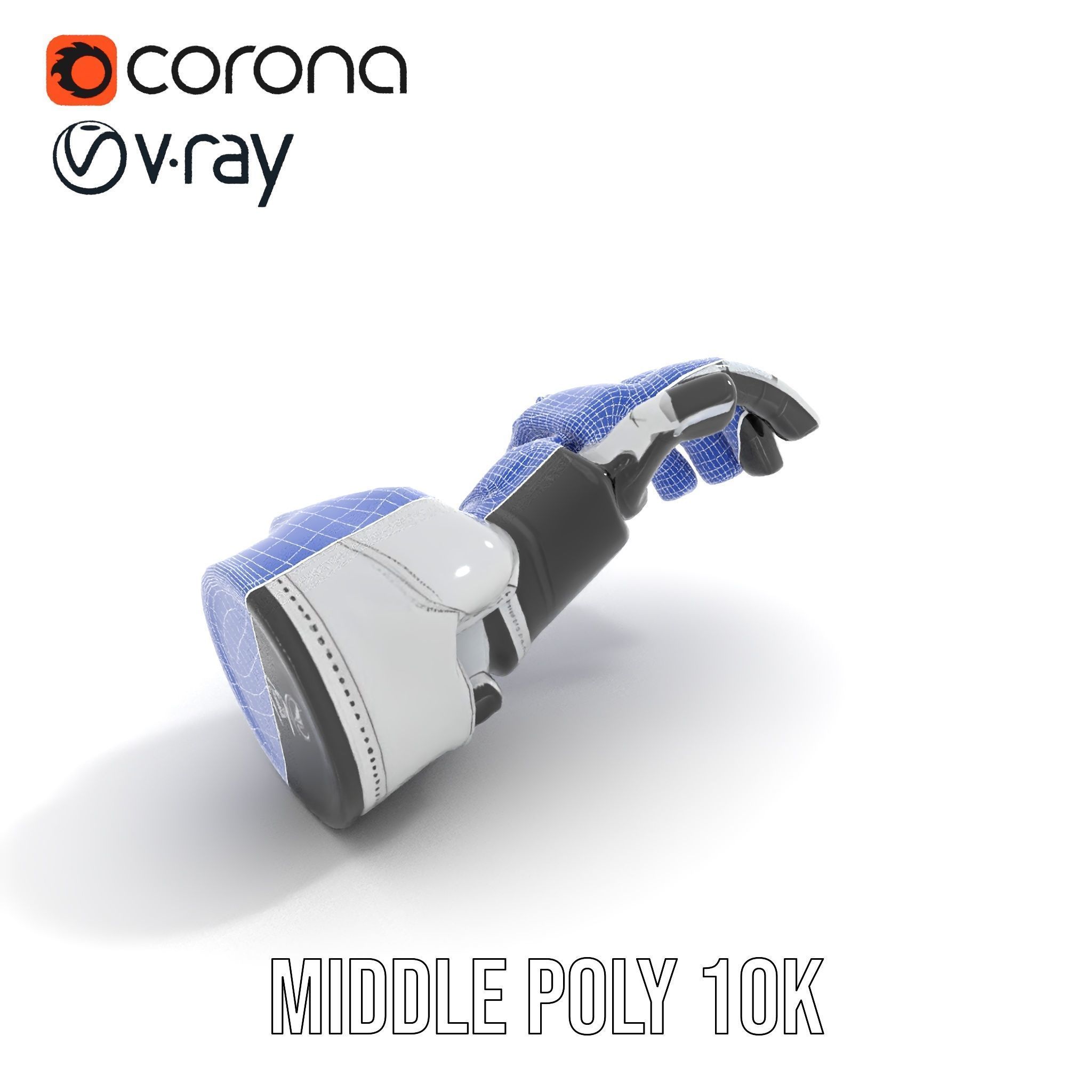 Futuristic Robotic Hand Model Pack with Articulated Fingers Low-poly 3D model_11