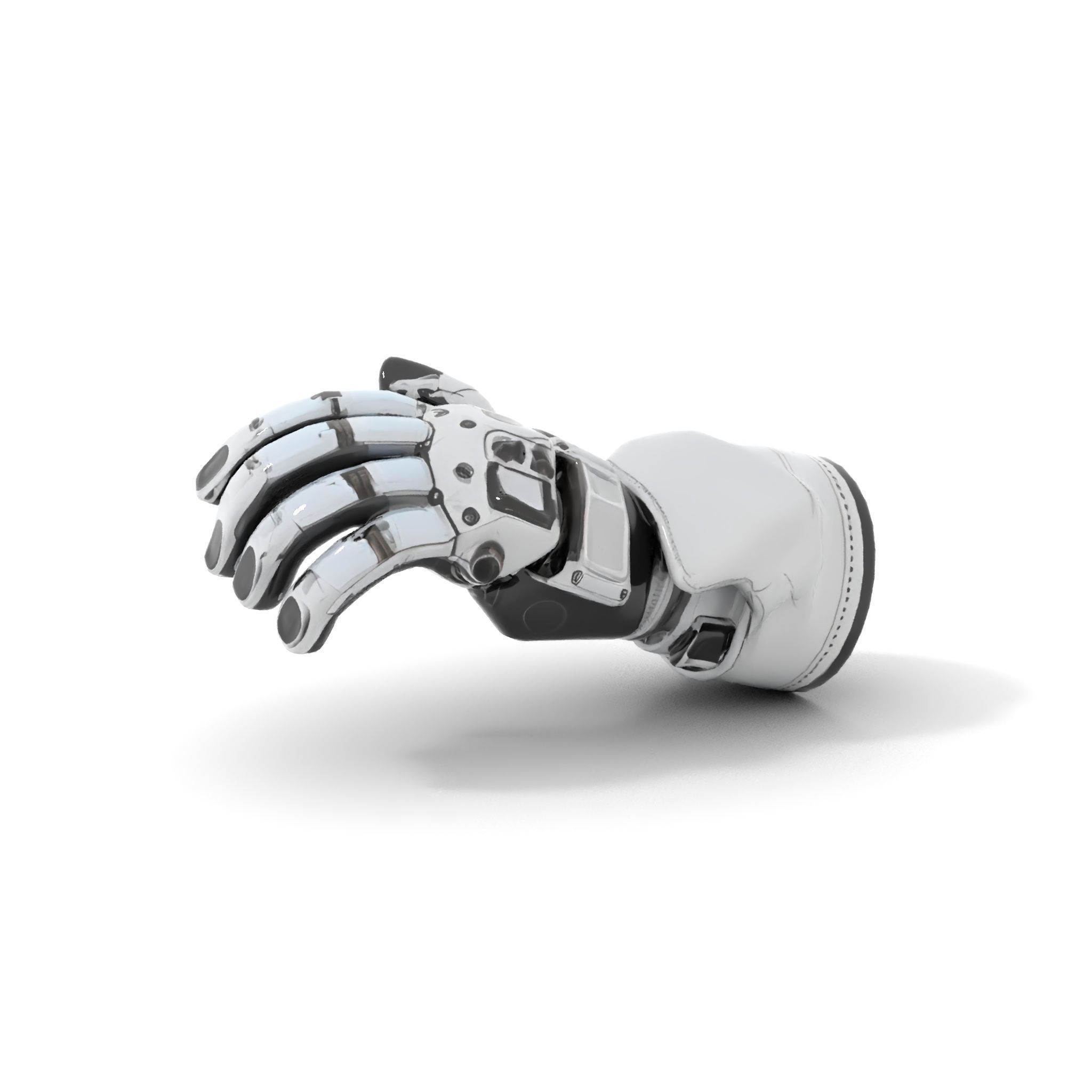Futuristic Robotic Hand Model Pack with Articulated Fingers Low-poly 3D model_7