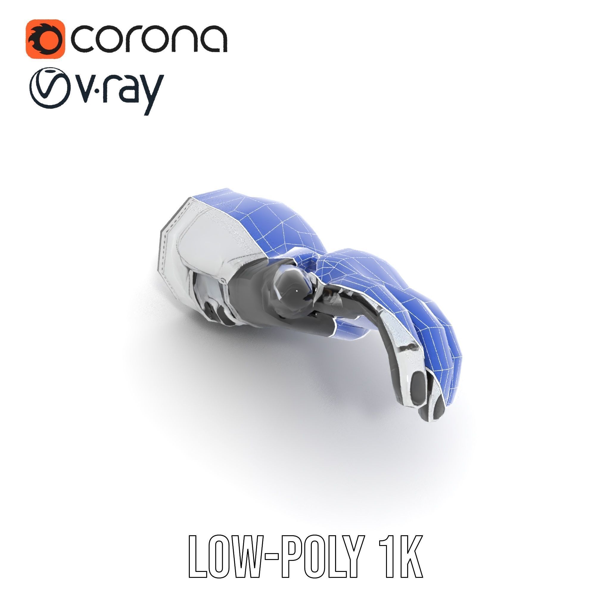 Futuristic Robotic Hand Model Pack with Articulated Fingers Low-poly 3D model_20