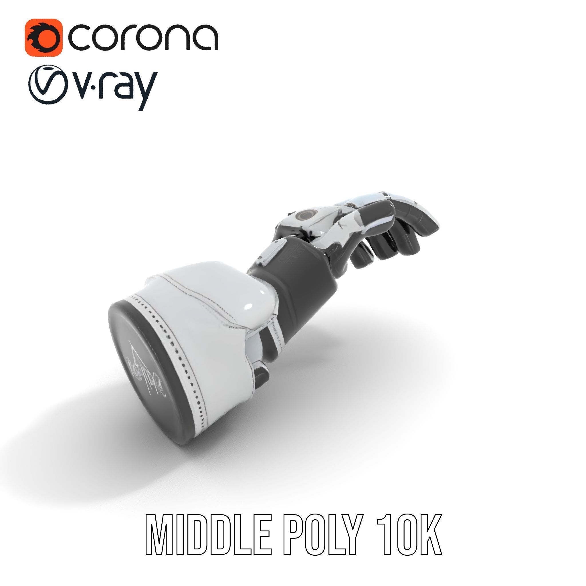 Futuristic Robotic Hand Model Pack with Articulated Fingers Low-poly 3D model_14