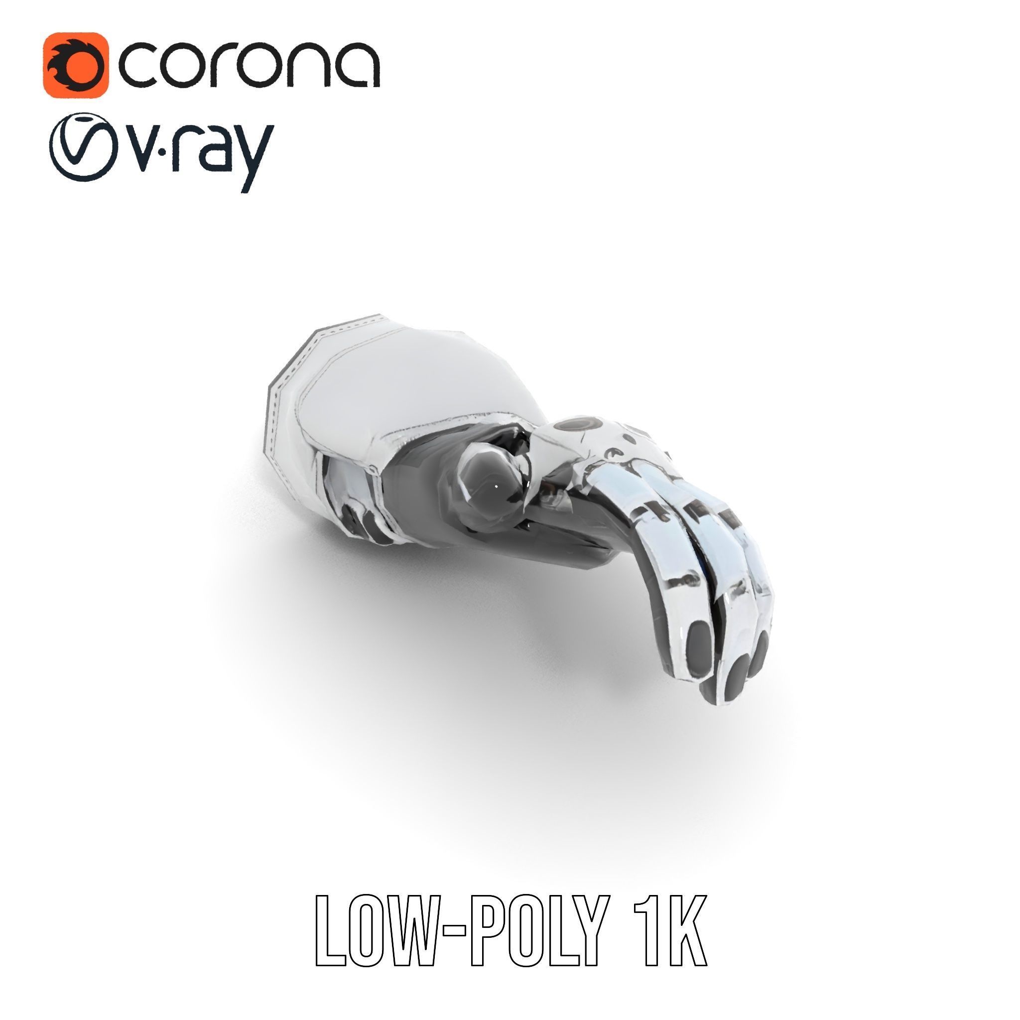 Futuristic Robotic Hand Model Pack with Articulated Fingers Low-poly 3D model_17