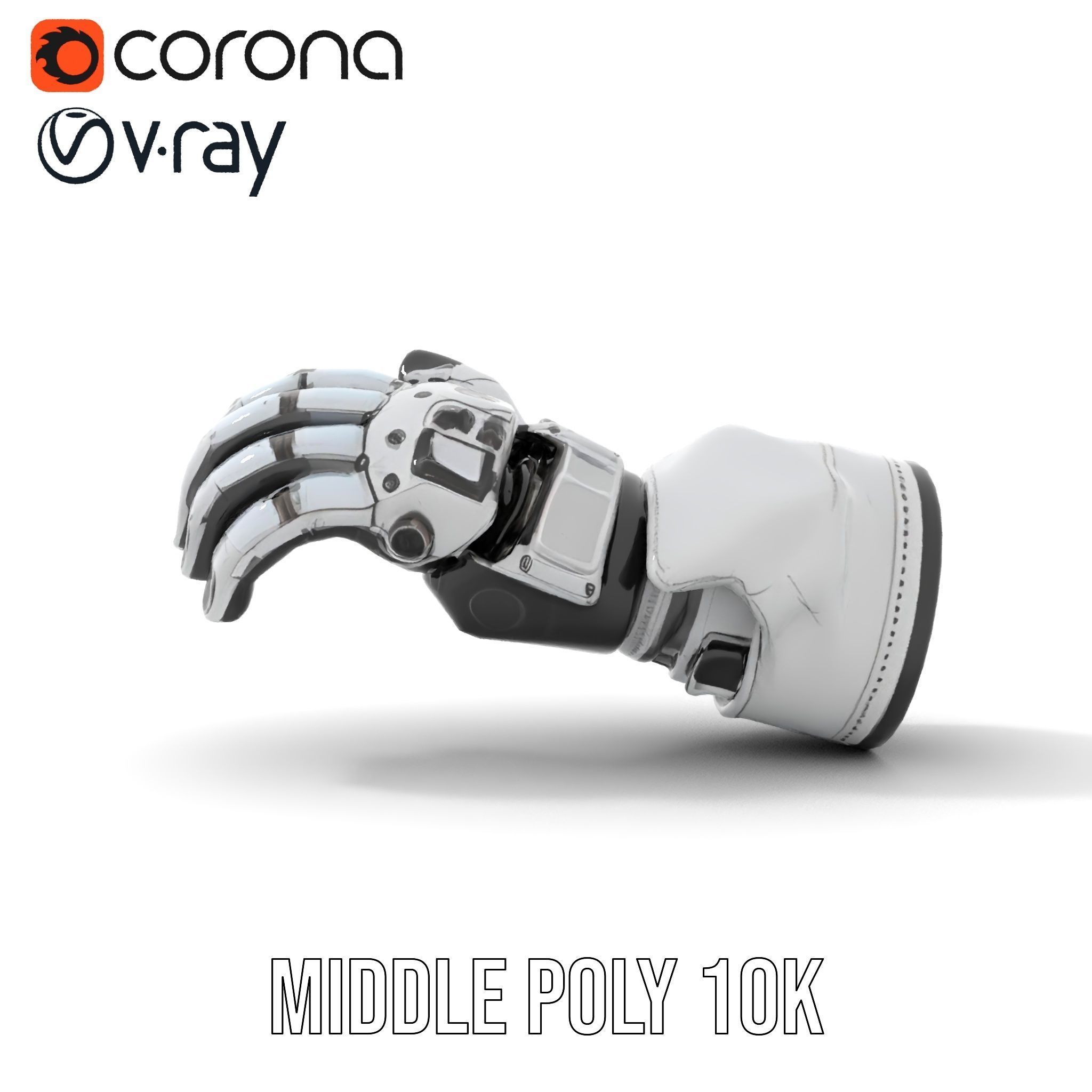 Futuristic Robotic Hand Model Pack with Articulated Fingers Low-poly 3D model_22