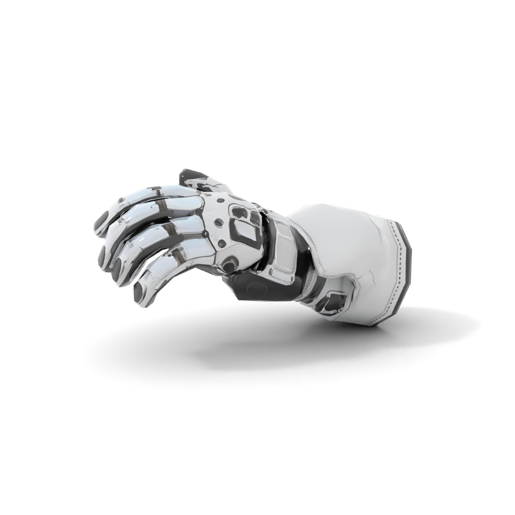 Futuristic Robotic Hand Model Pack with Articulated Fingers Low-poly 3D model_12