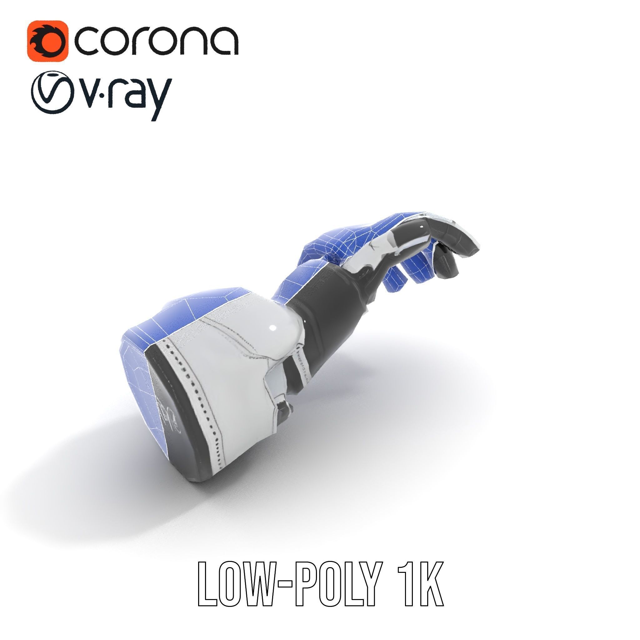 Futuristic Robotic Hand Model Pack with Articulated Fingers Low-poly 3D model_26