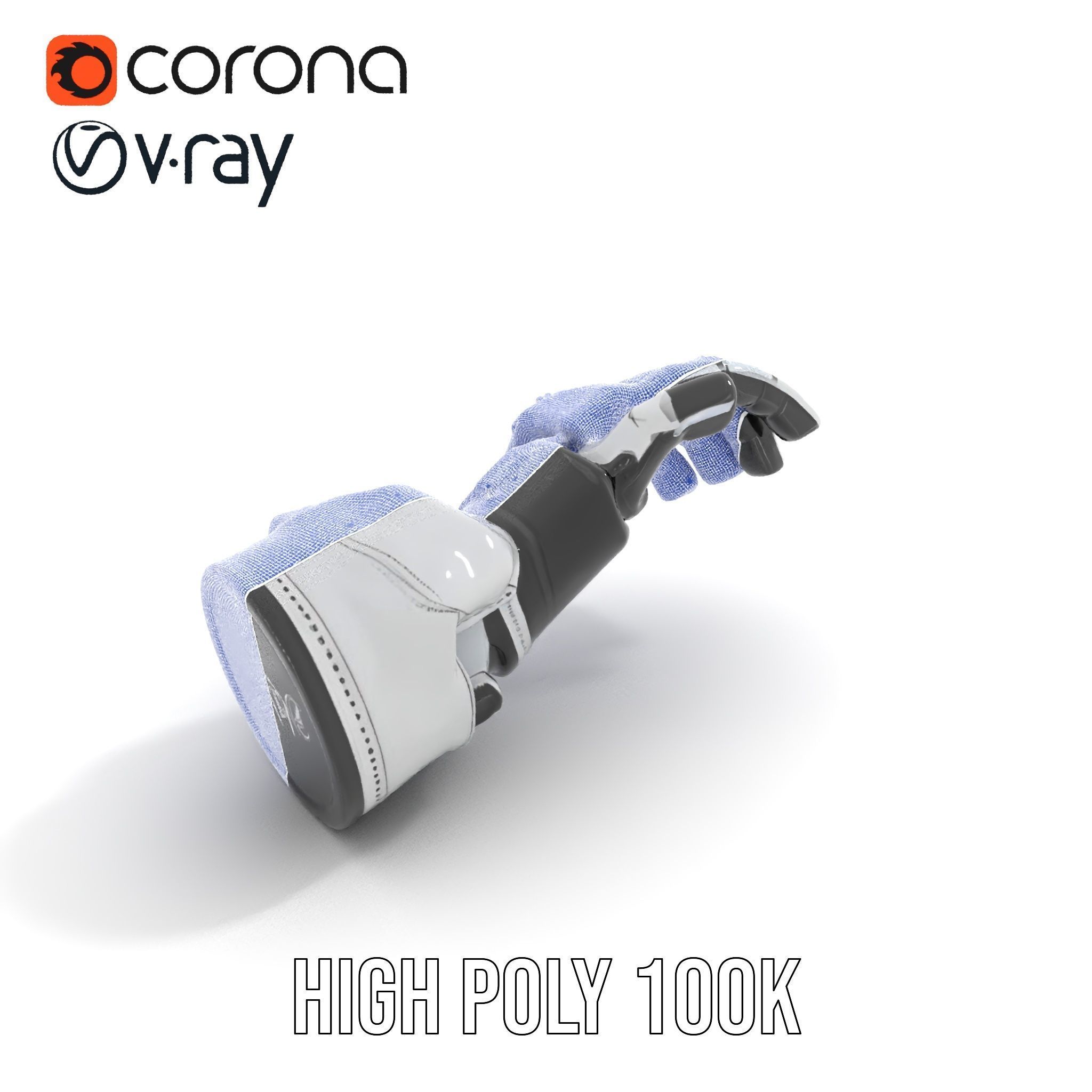 Futuristic Robotic Hand Model Pack with Articulated Fingers Low-poly 3D model_34