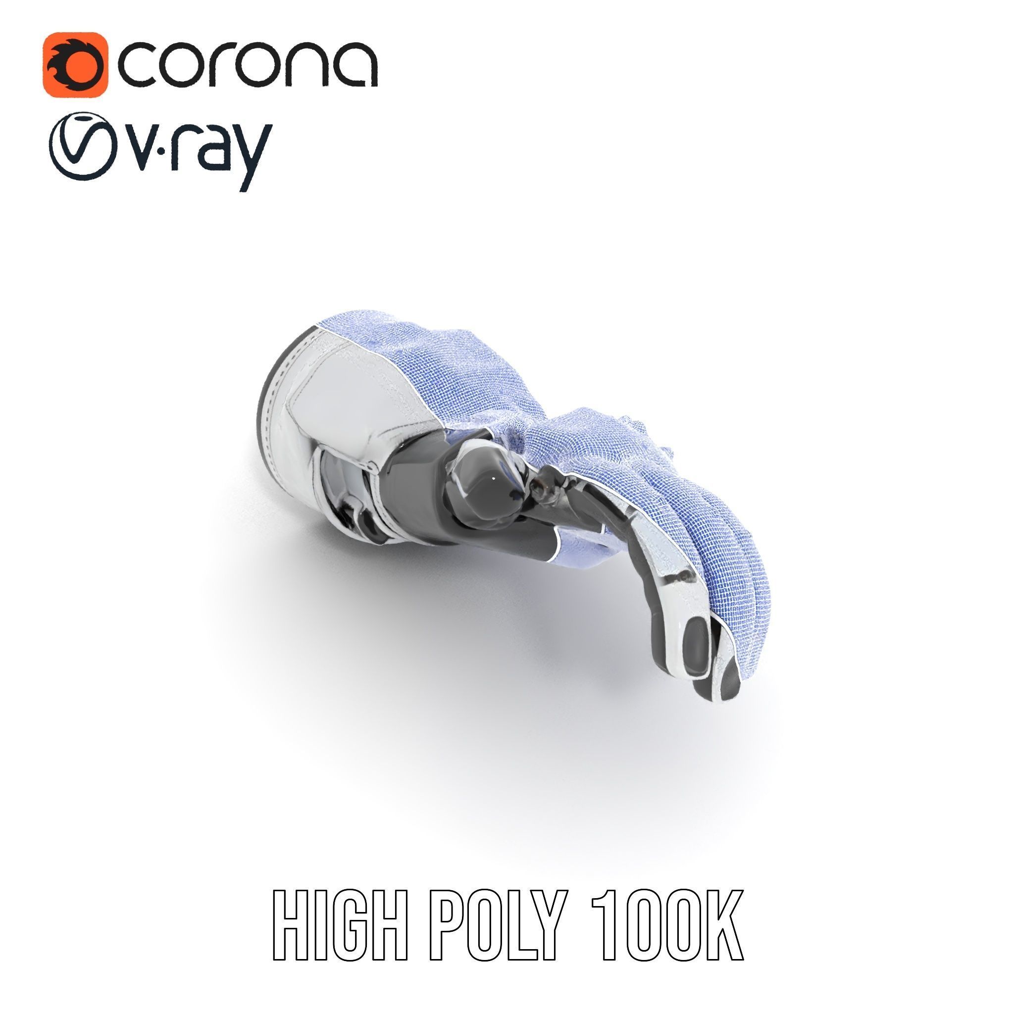 Futuristic Robotic Hand Model Pack with Articulated Fingers Low-poly 3D model_27