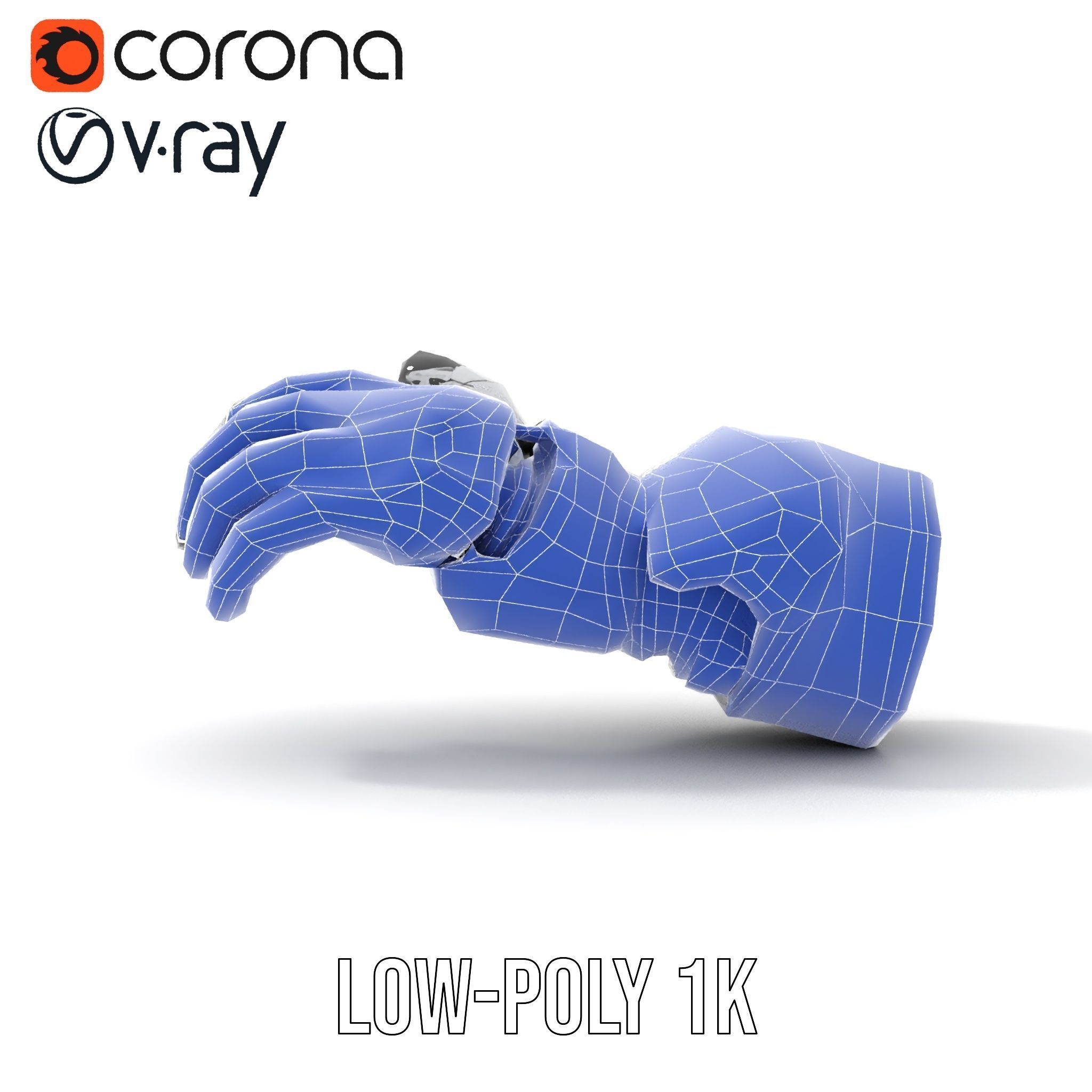 Futuristic Robotic Hand Model Pack with Articulated Fingers Low-poly 3D model_15