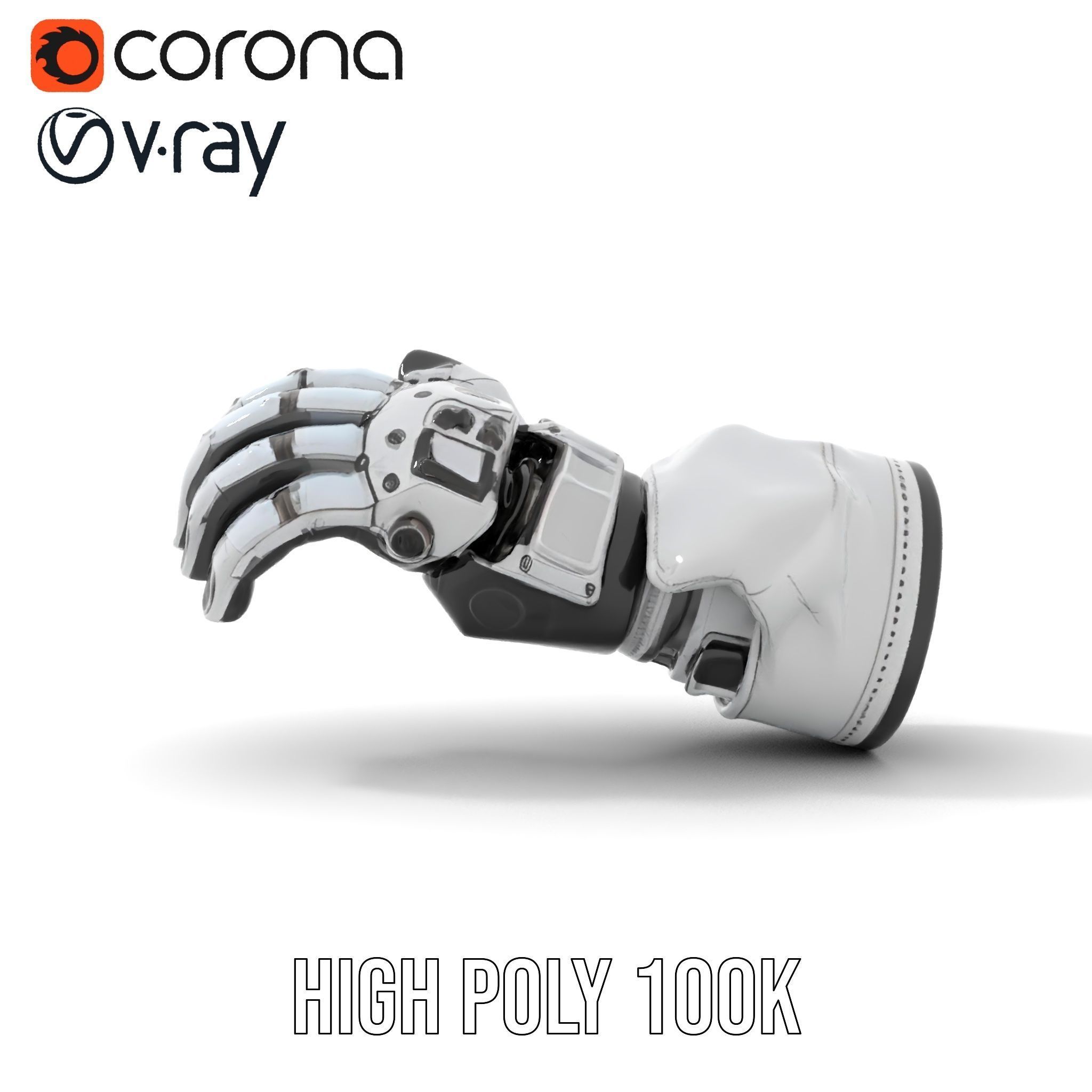Futuristic Robotic Hand Model Pack with Articulated Fingers Low-poly 3D model_24