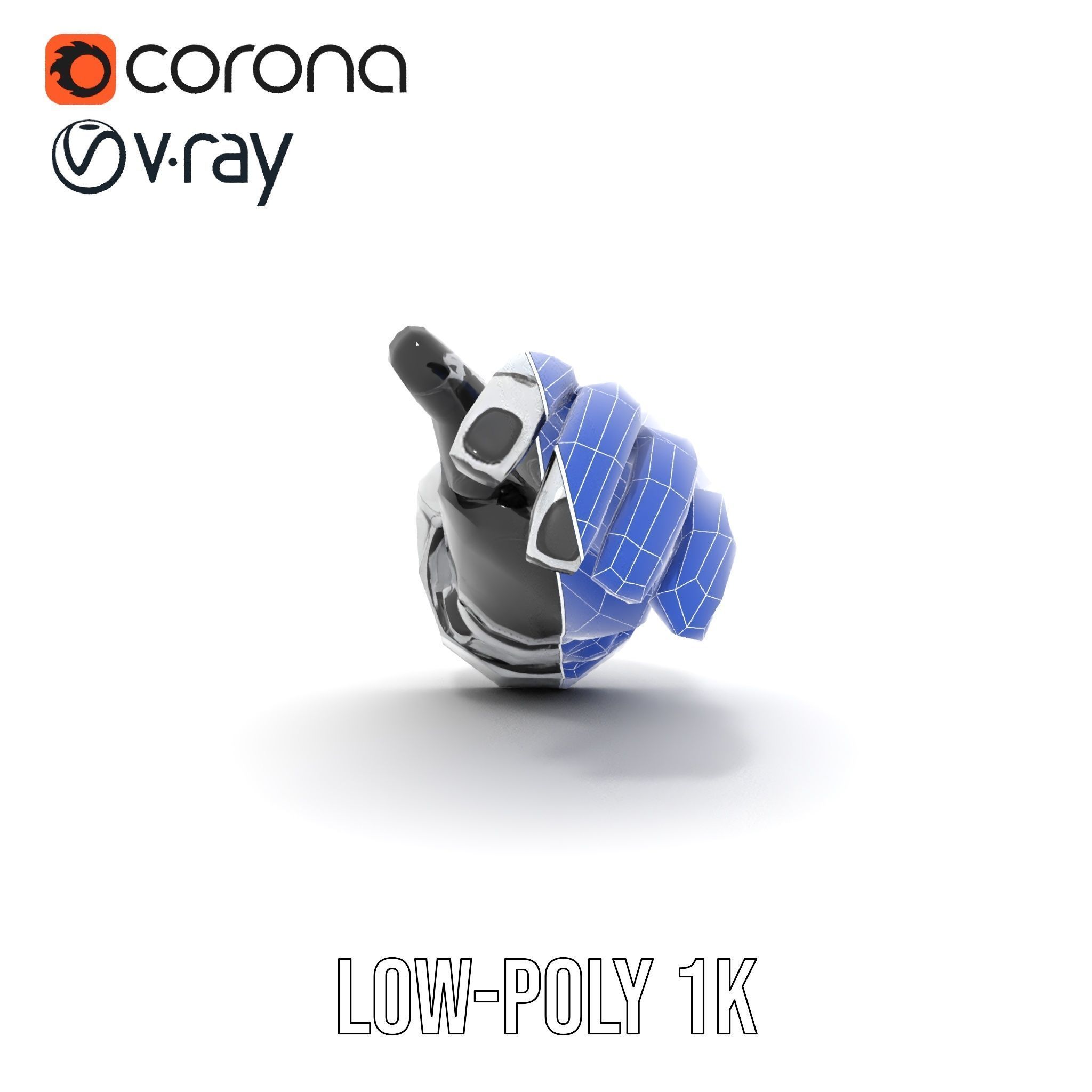 Futuristic Robotic Hand Model Pack with Articulated Fingers Low-poly 3D model_29