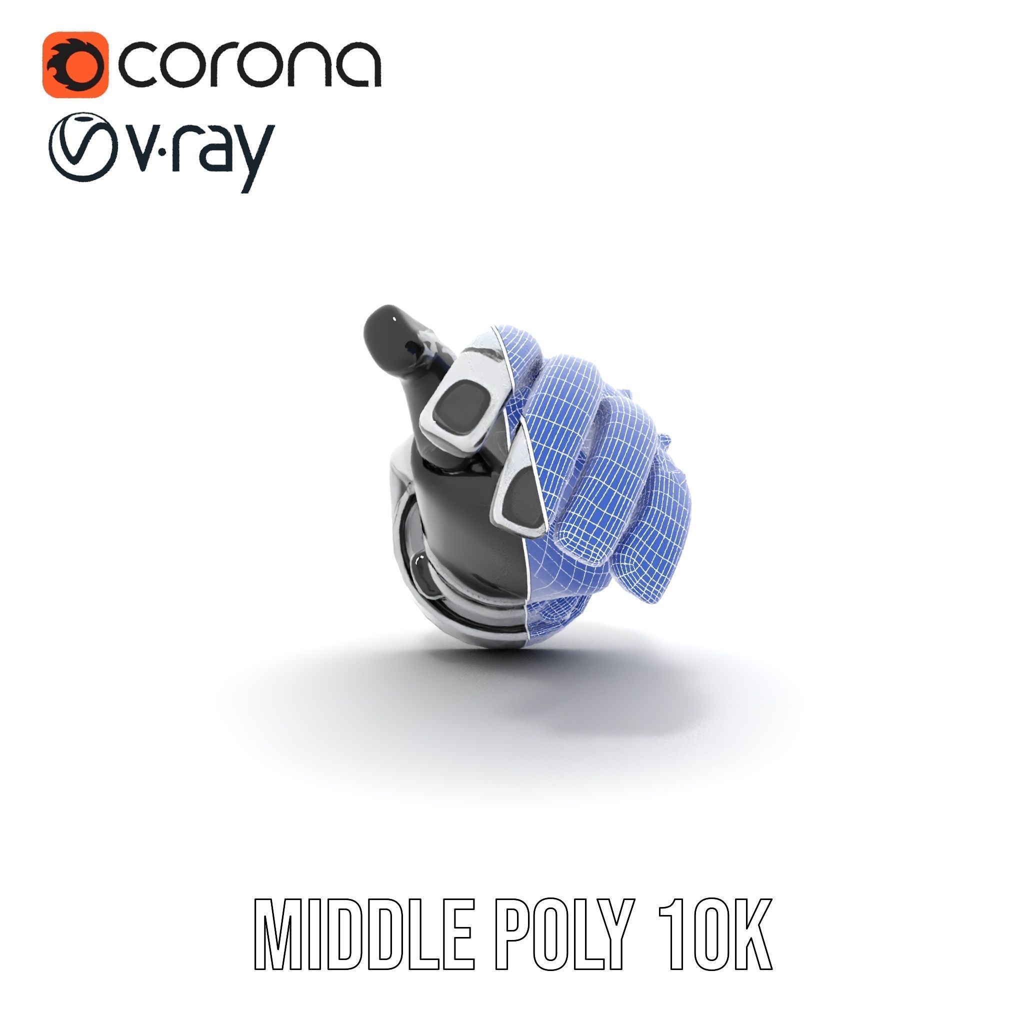 Futuristic Robotic Hand Model Pack with Articulated Fingers Low-poly 3D model_28