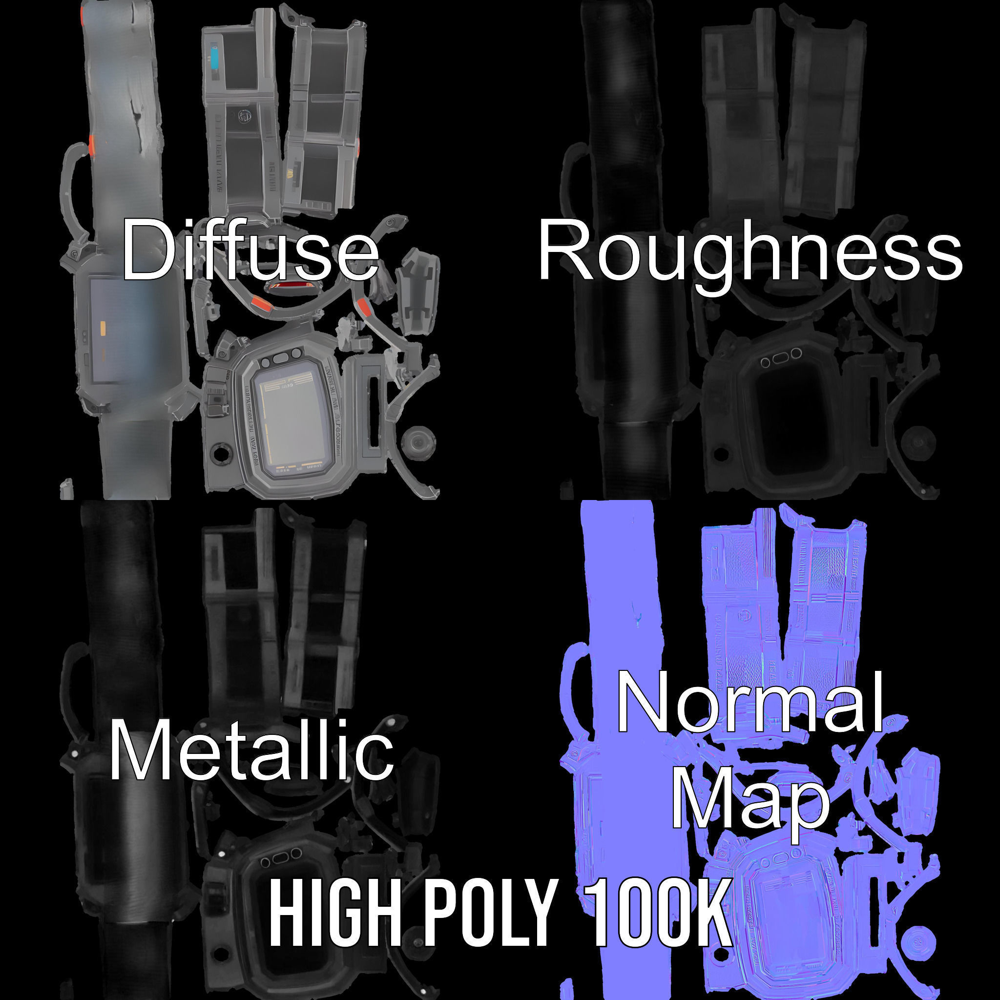 Futuristic Wrist Device model pack with Advanced Display Low-poly 3D model_4