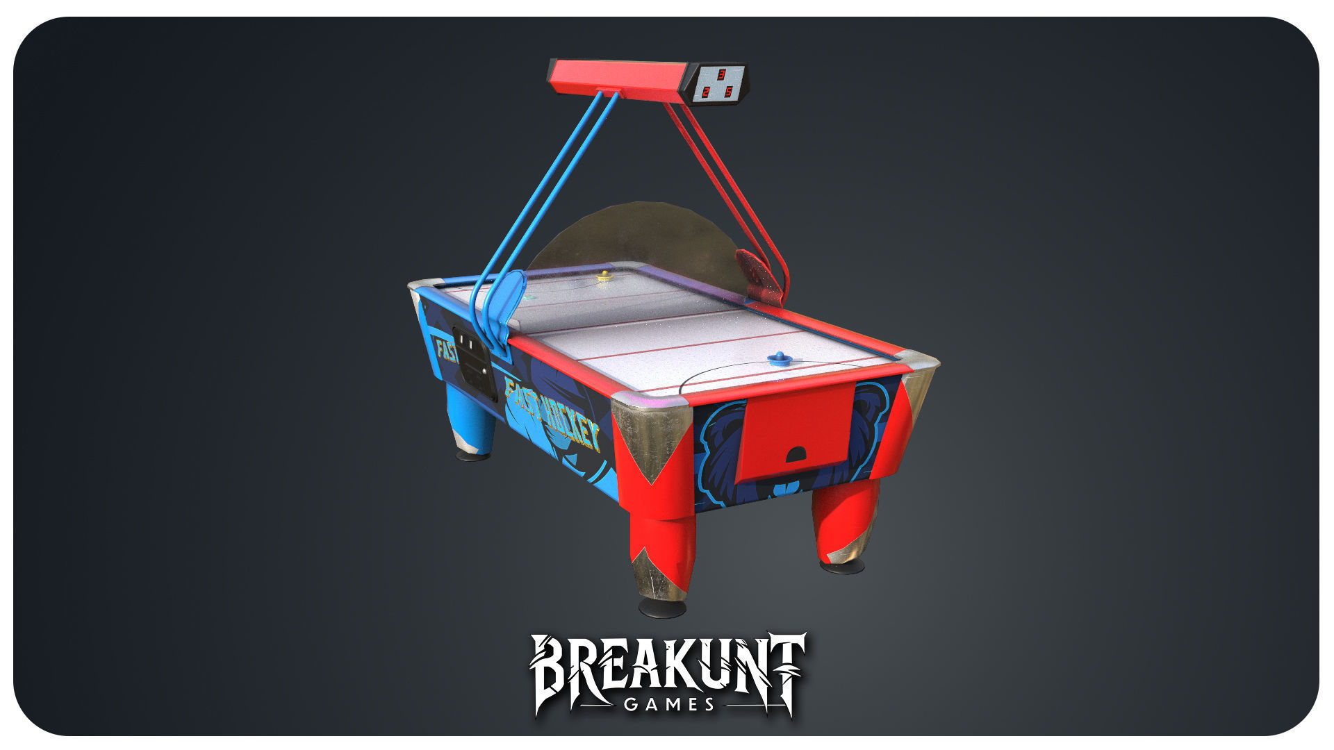 Airhockey Game with props - 3d Model - 3 assets Low-poly 3D model_4