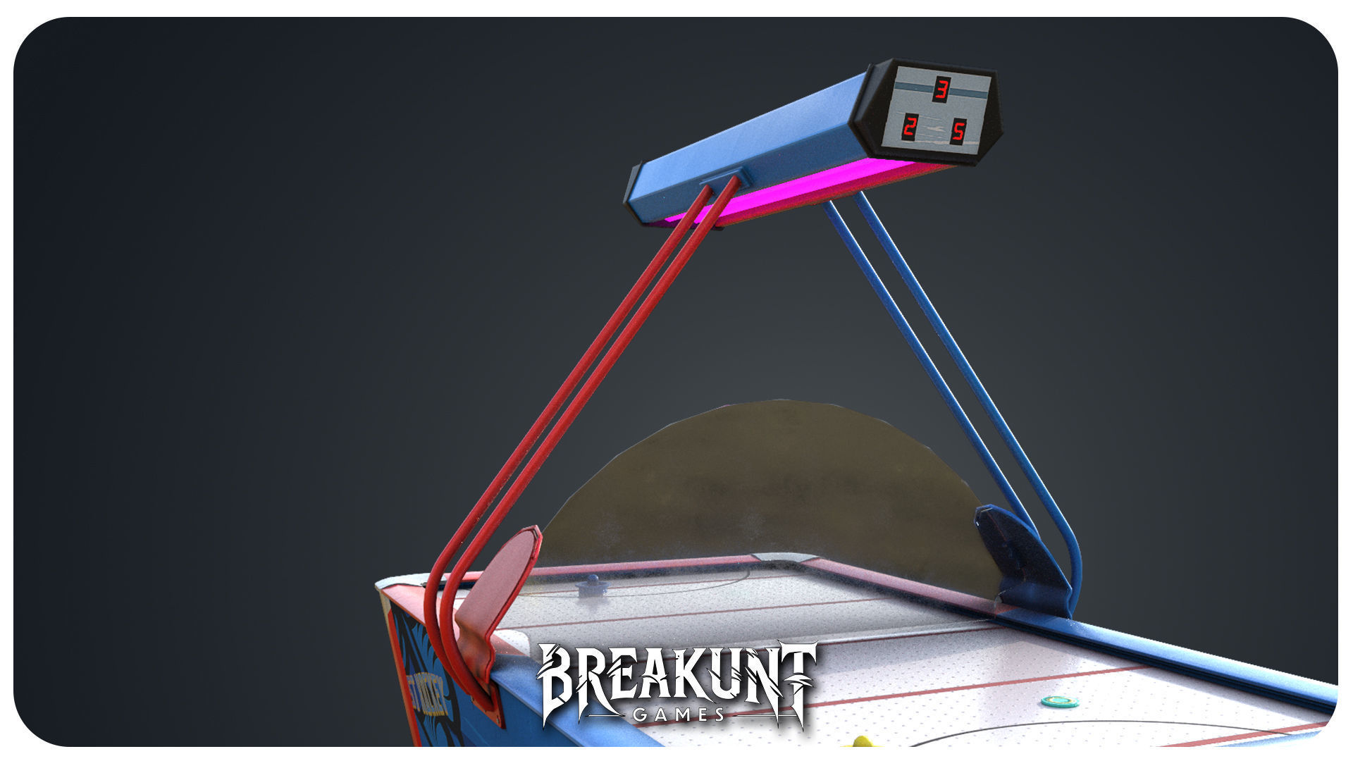 Airhockey Game with props - 3d Model - 3 assets Low-poly 3D model_6