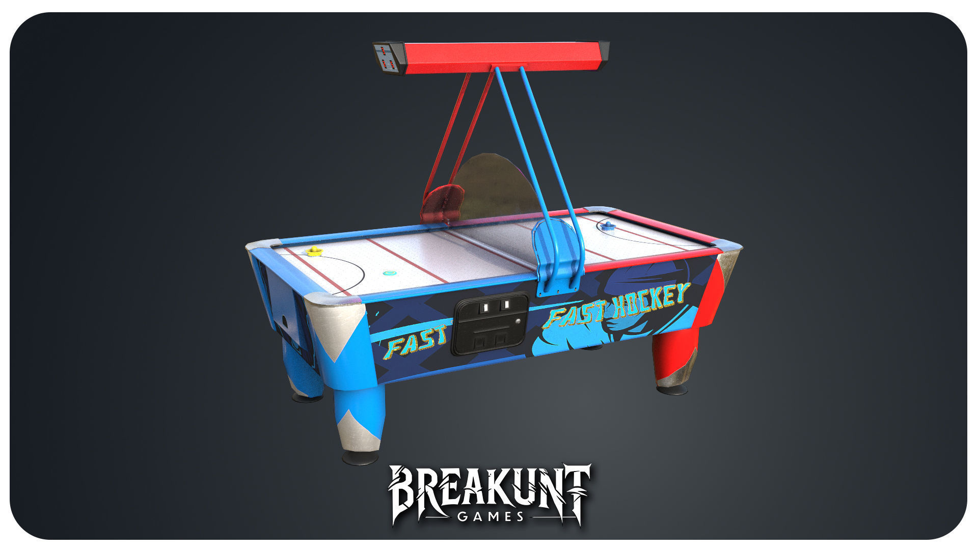 Airhockey Game with props - 3d Model - 3 assets Low-poly 3D model_3