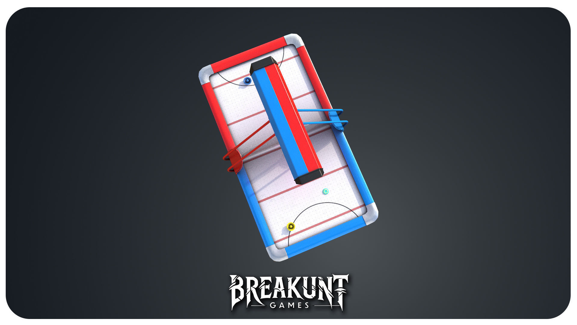 Airhockey Game with props - 3d Model - 3 assets Low-poly 3D model_7