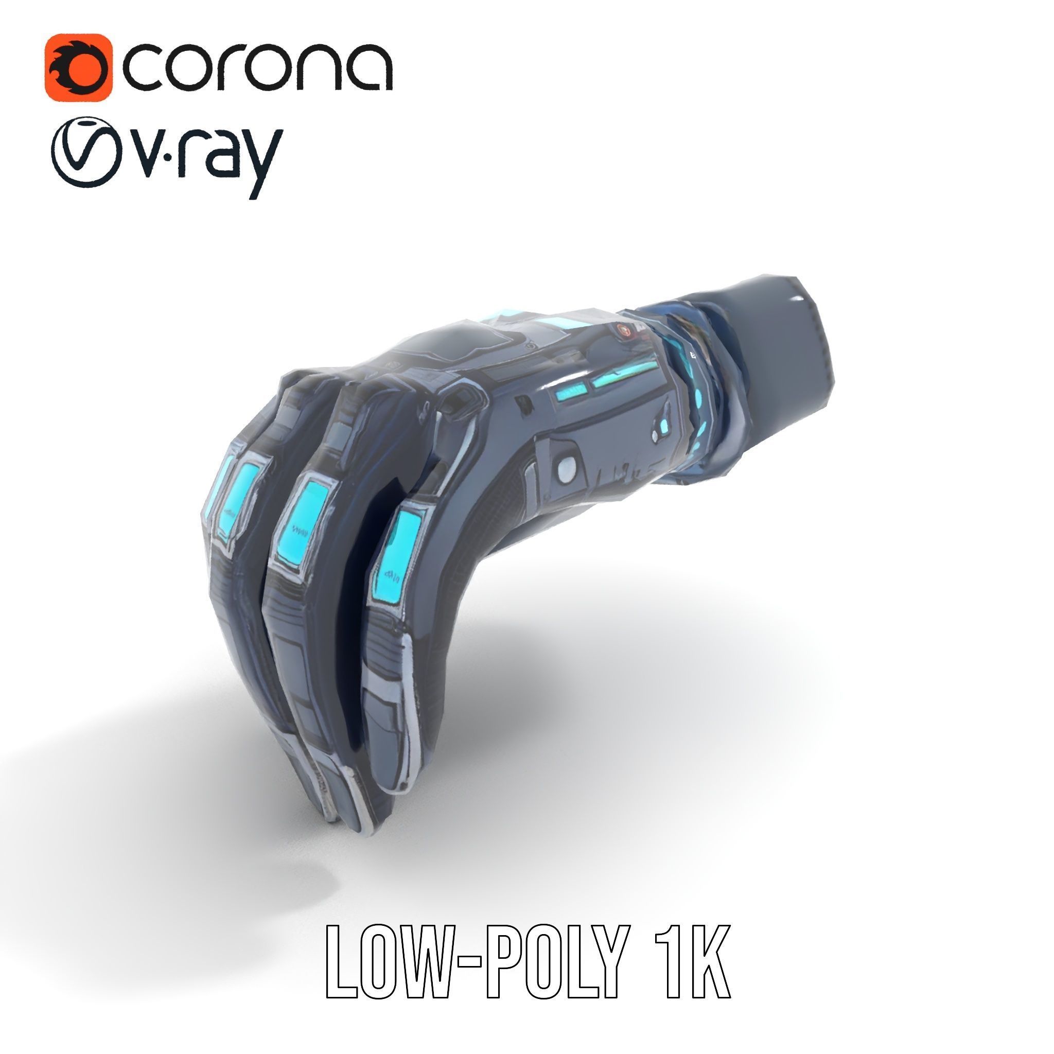 Futuristic Cyber Glove Model Pack Low-poly 3D model_17