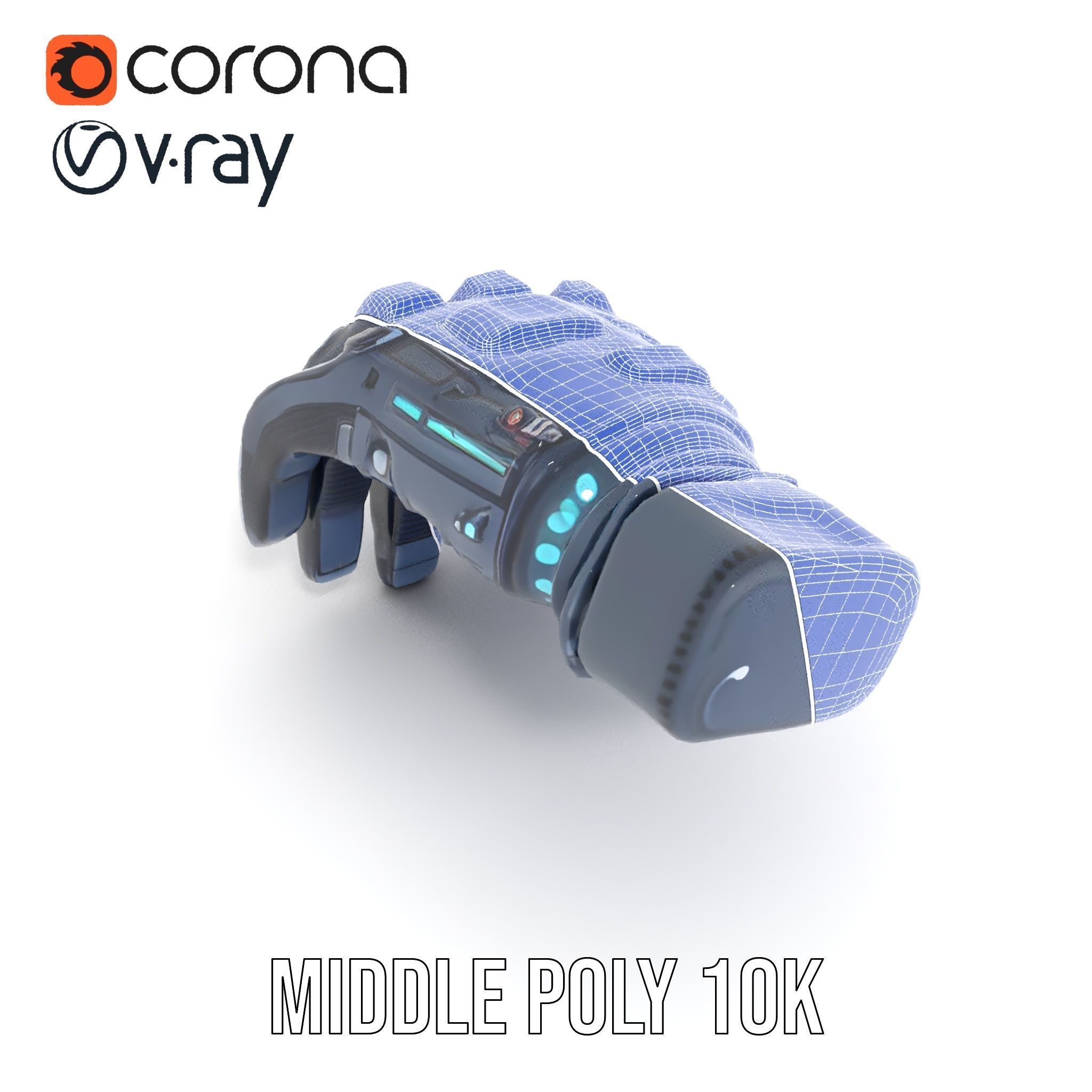 Futuristic Cyber Glove Model Pack Low-poly 3D model_28
