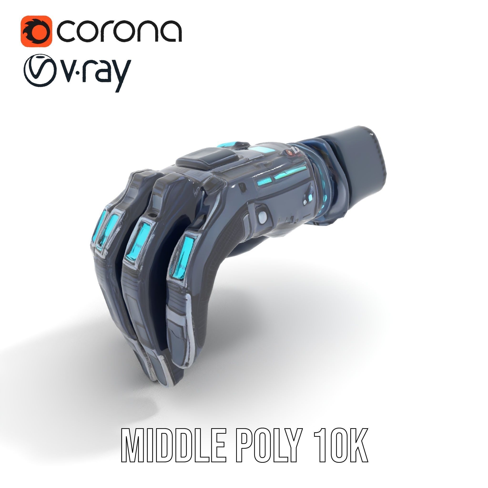 Futuristic Cyber Glove Model Pack Low-poly 3D model_7