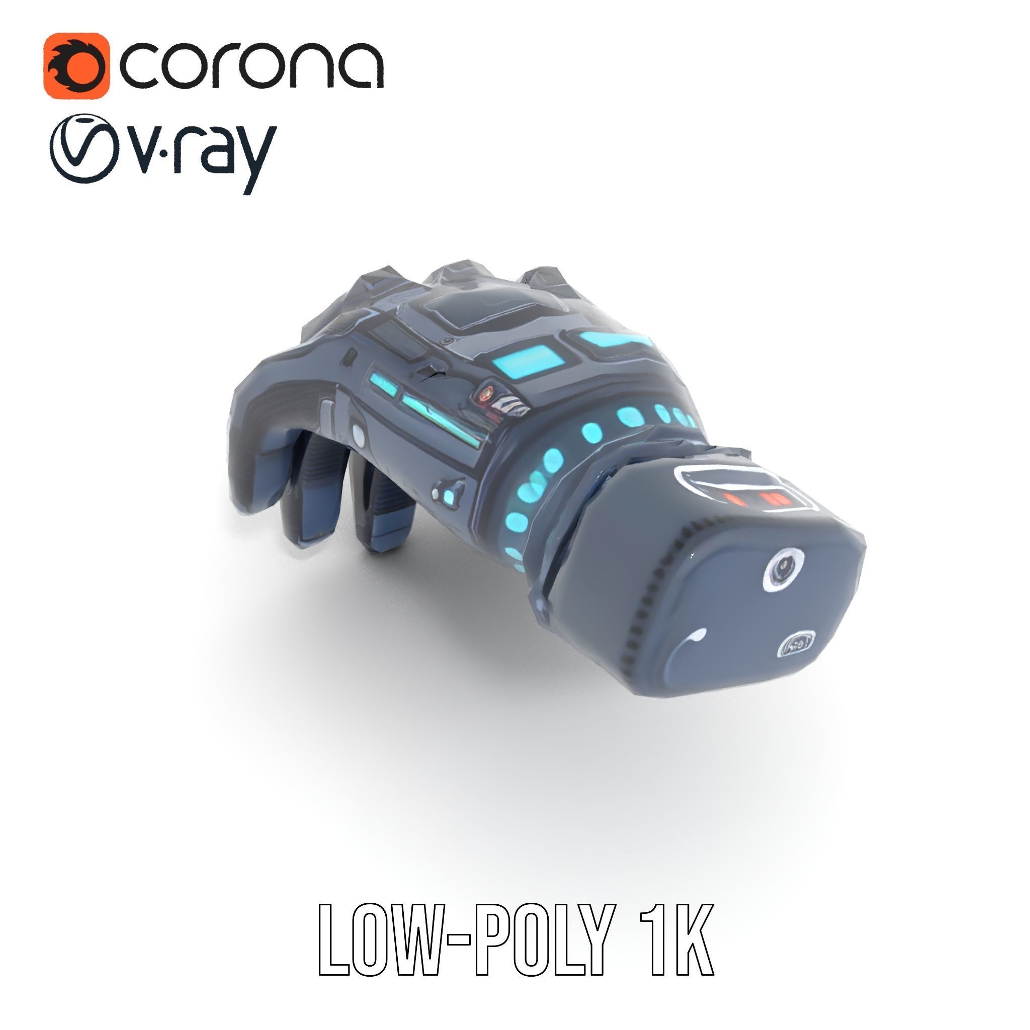 Futuristic Cyber Glove Model Pack Low-poly 3D model_9