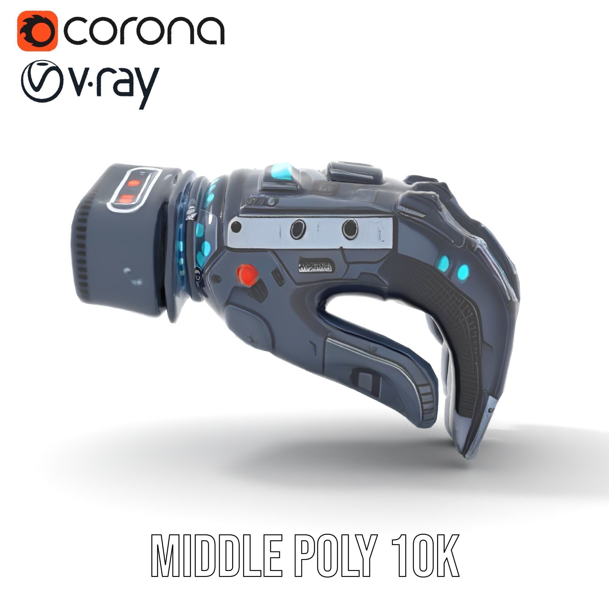 Futuristic Cyber Glove Model Pack Low-poly 3D model_6