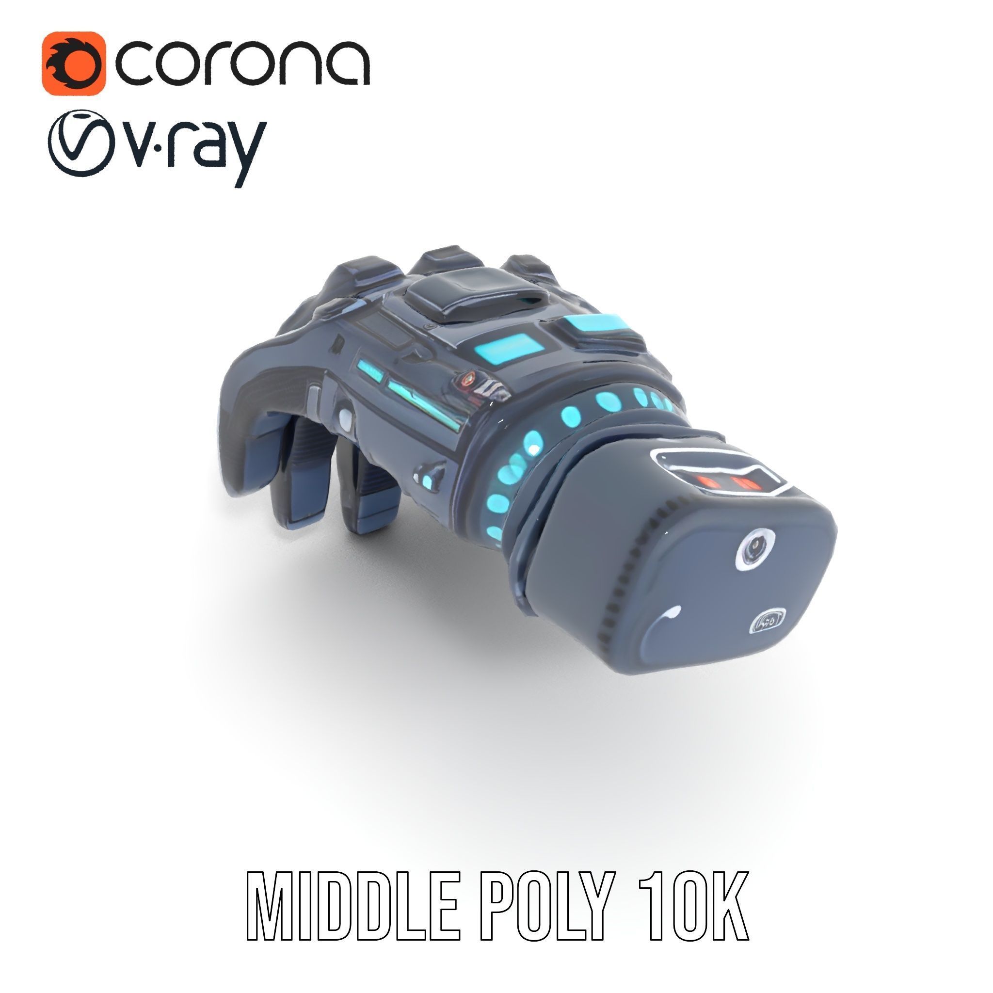 Futuristic Cyber Glove Model Pack Low-poly 3D model_13
