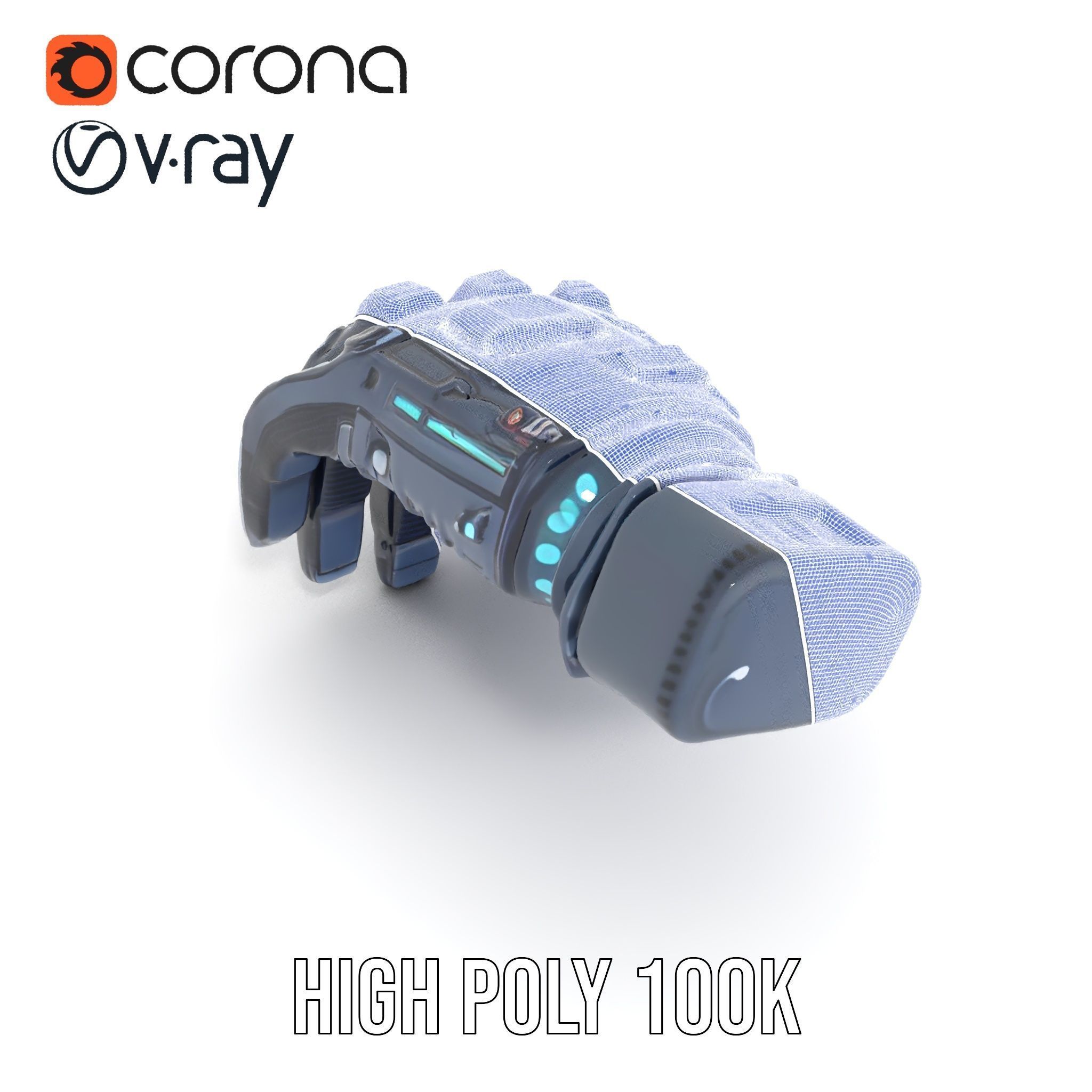 Futuristic Cyber Glove Model Pack Low-poly 3D model_33