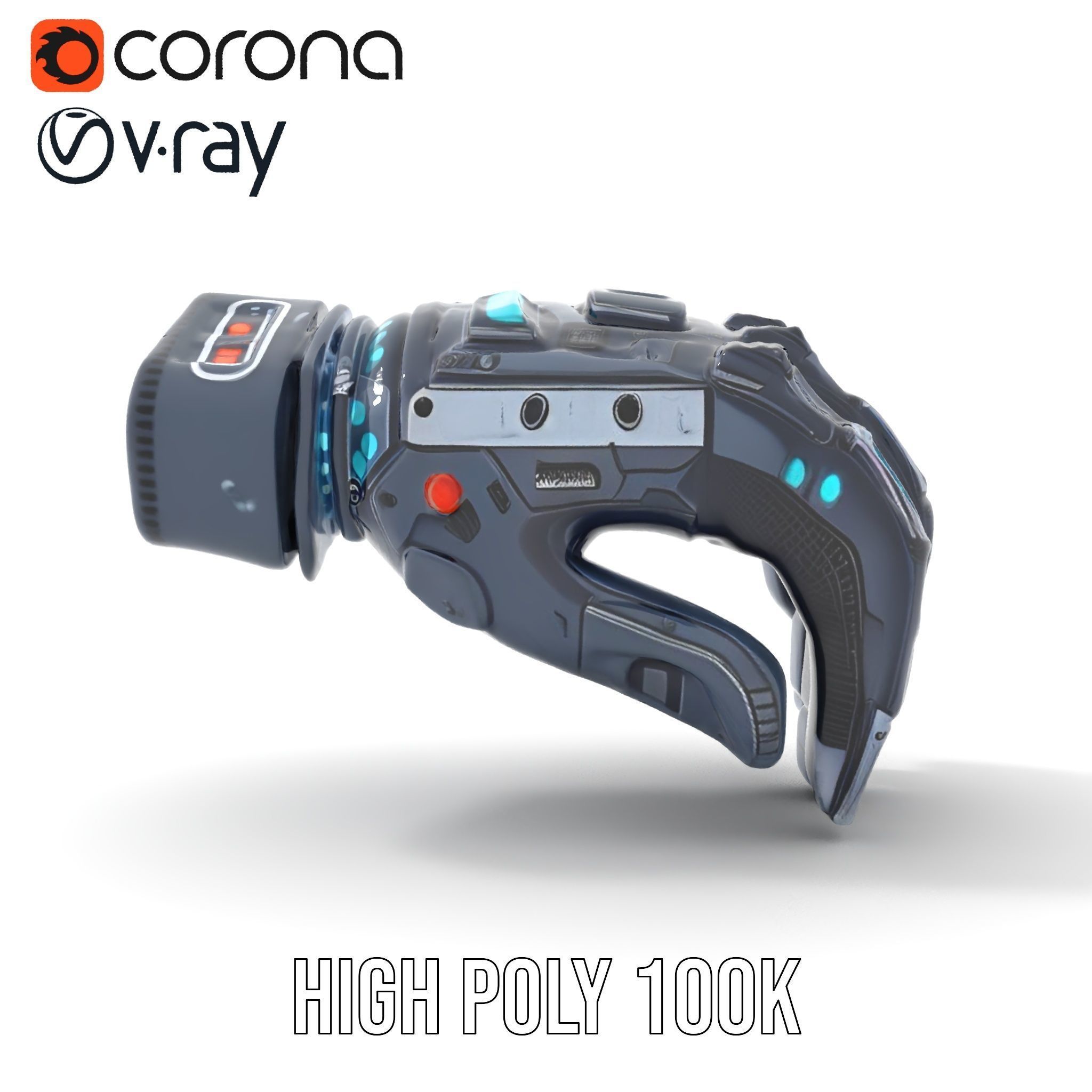 Futuristic Cyber Glove Model Pack Low-poly 3D model_18