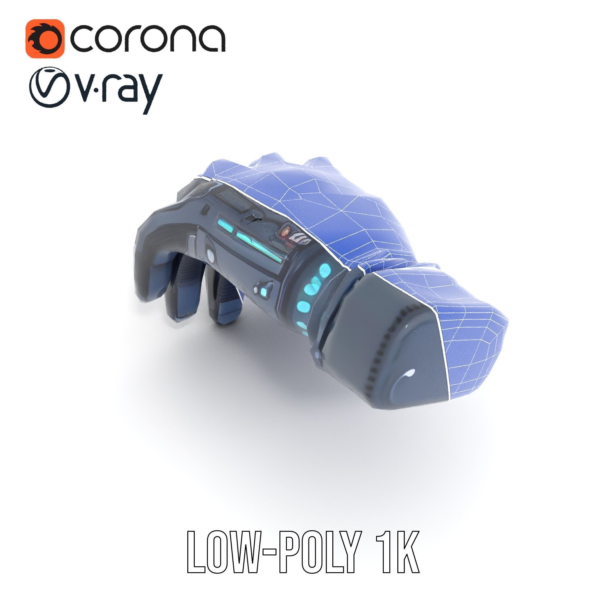 Futuristic Cyber Glove Model Pack Low-poly 3D model_29