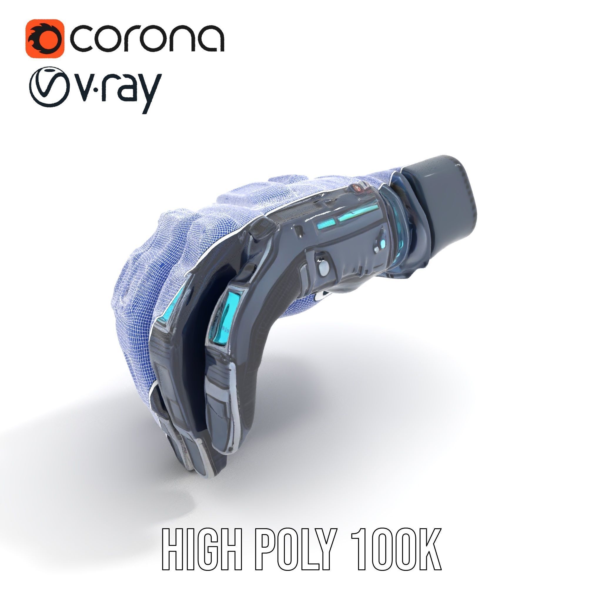 Futuristic Cyber Glove Model Pack Low-poly 3D model_30