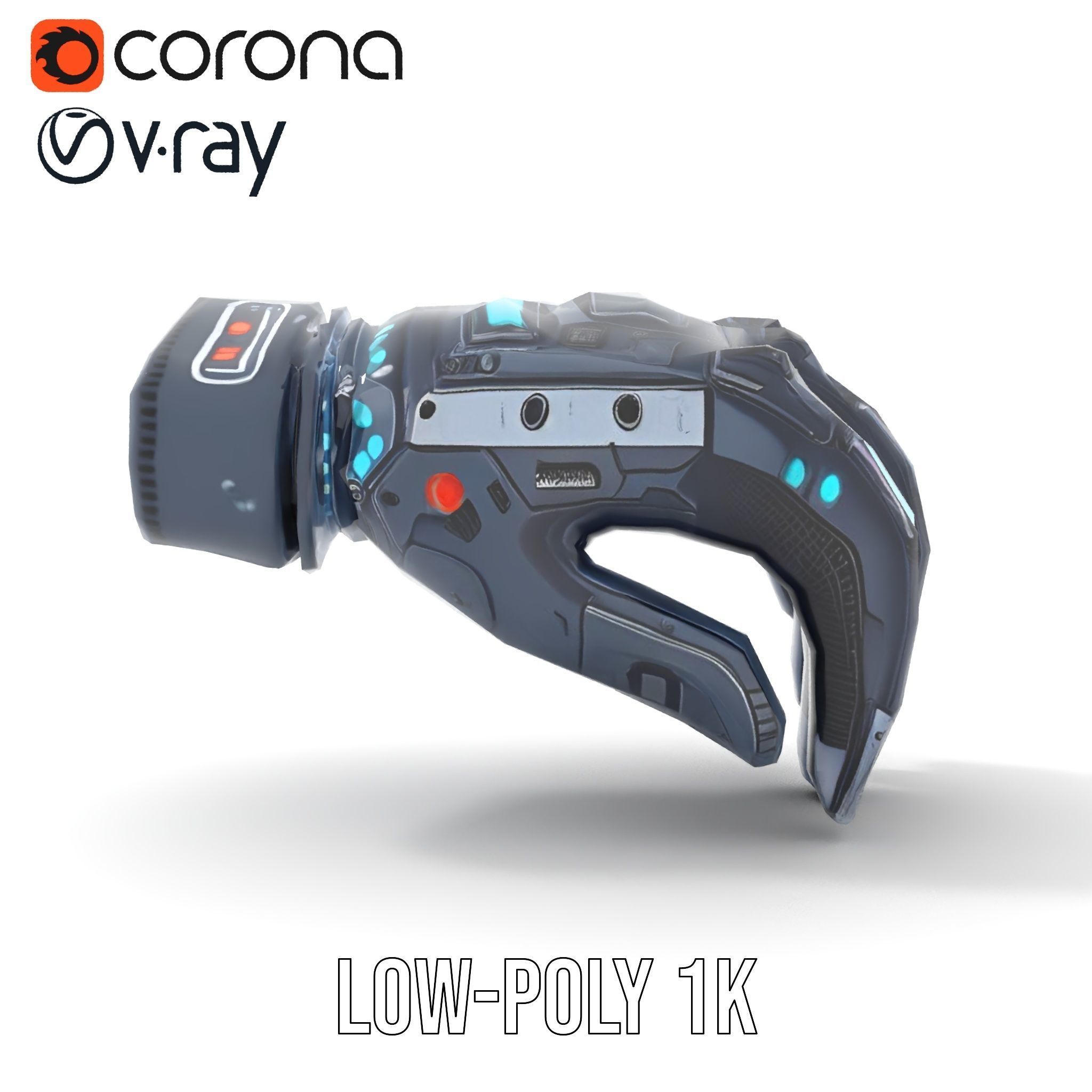 Futuristic Cyber Glove Model Pack Low-poly 3D model_14