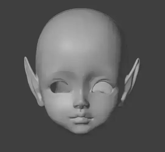 3d digital file kid elf with vertical ears  head for bjd doll  3D print model