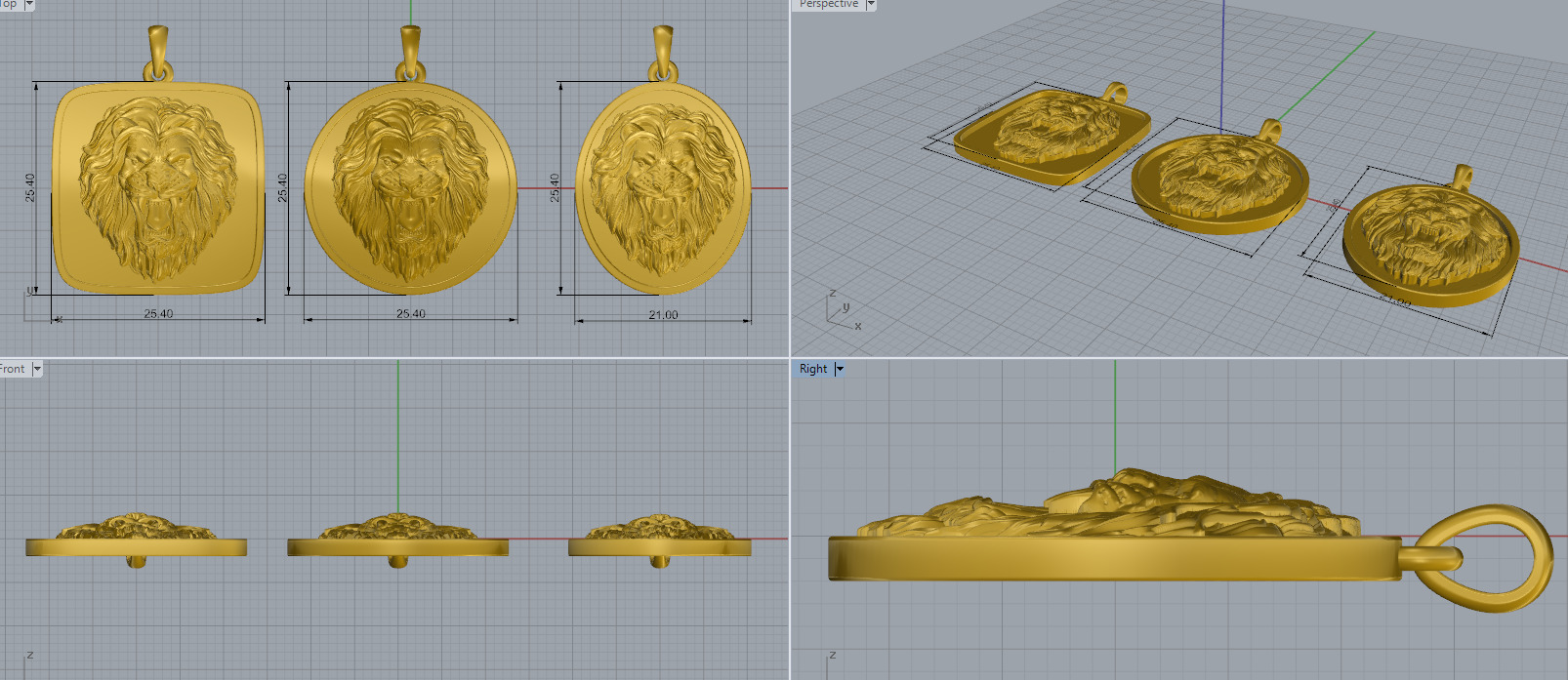Lion Pendant 2 3D print model_8