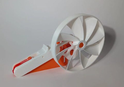 Squeeze Powered Flywheel Fan 3D print model