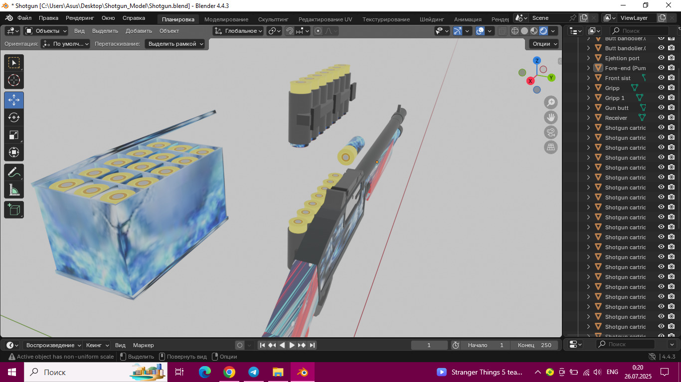 Realistic Shotgun - Game Ready 3D Model Low-poly 3D model_5