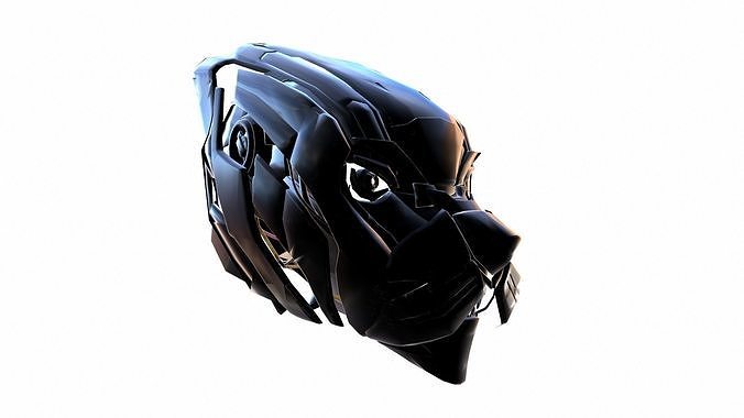 Mecha panther Head Low-poly 3D model