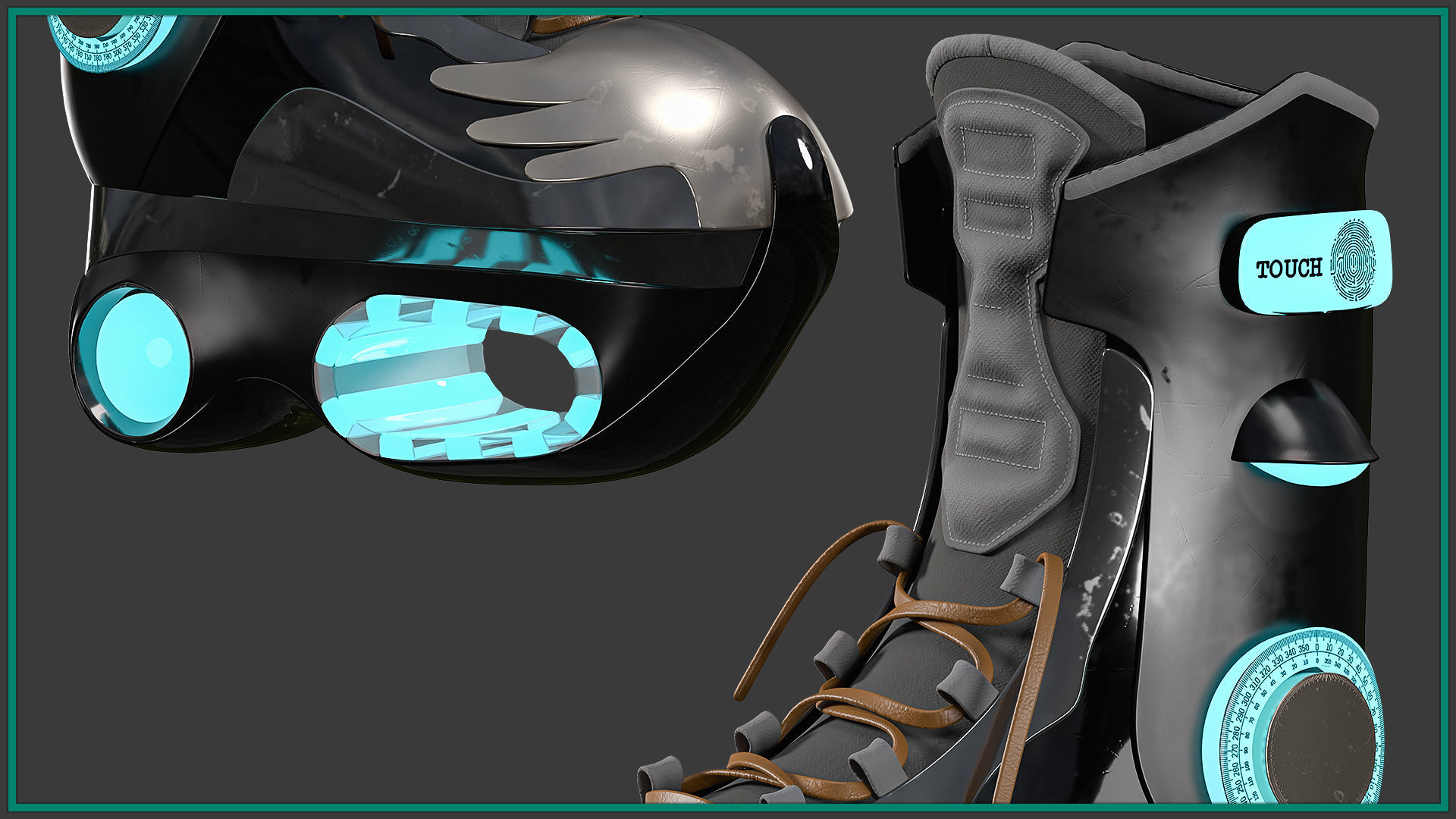 female SCI-FI shoess with texture and smart material 3D model_4