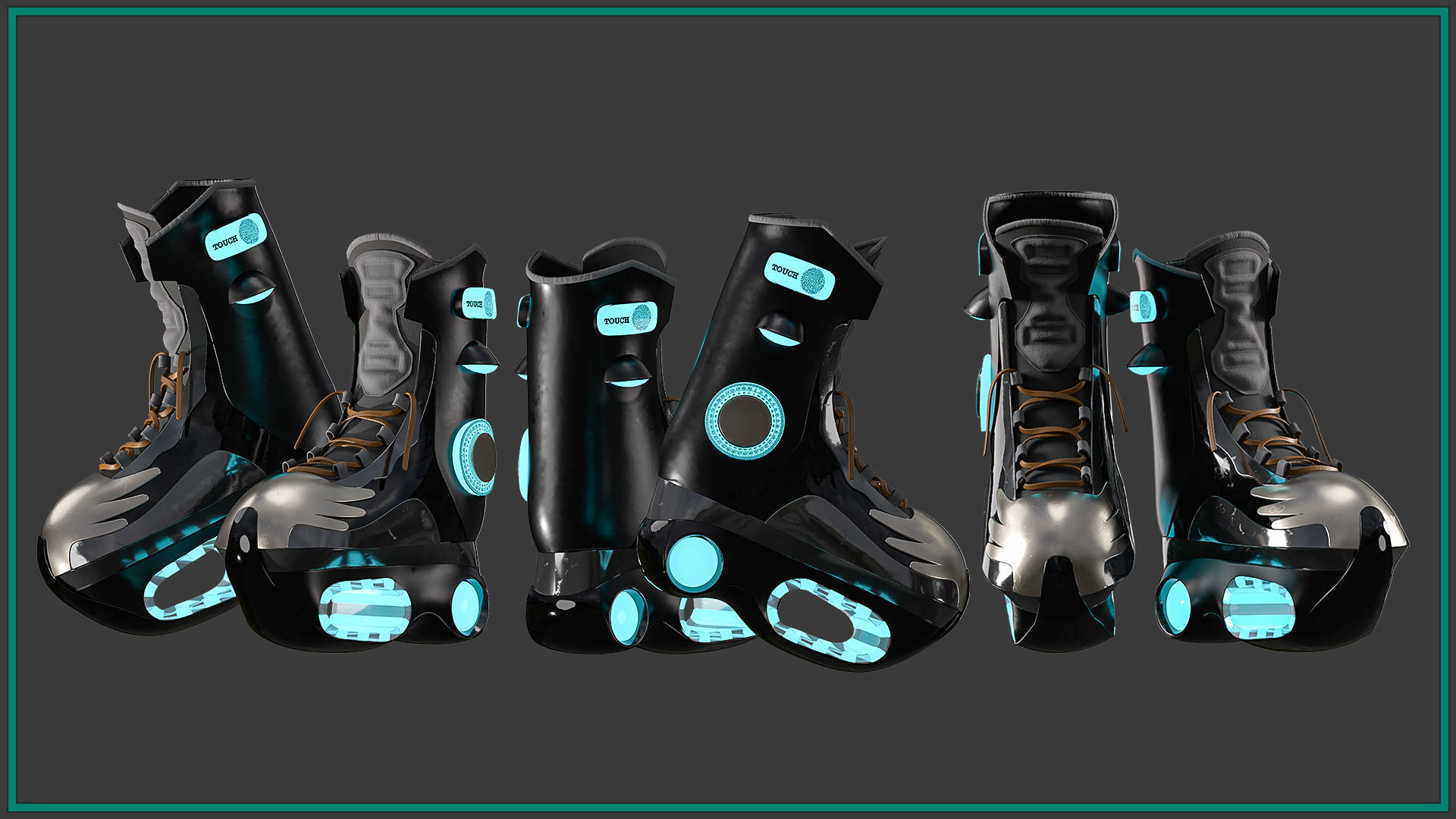 female SCI-FI shoess with texture and smart material 3D model_3
