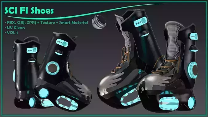 female SCI-FI shoess with texture and smart material 3D model female SCI-FI shoess with texture and smart material 3D model