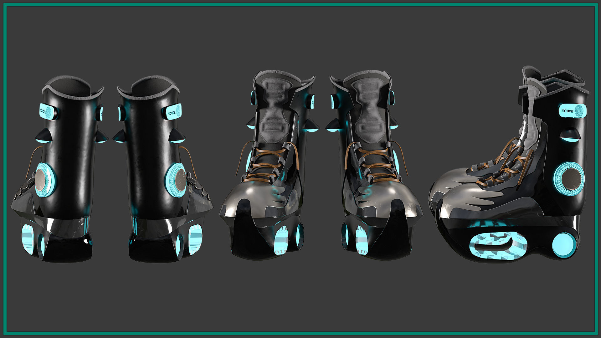 female SCI-FI shoess with texture and smart material 3D model_1