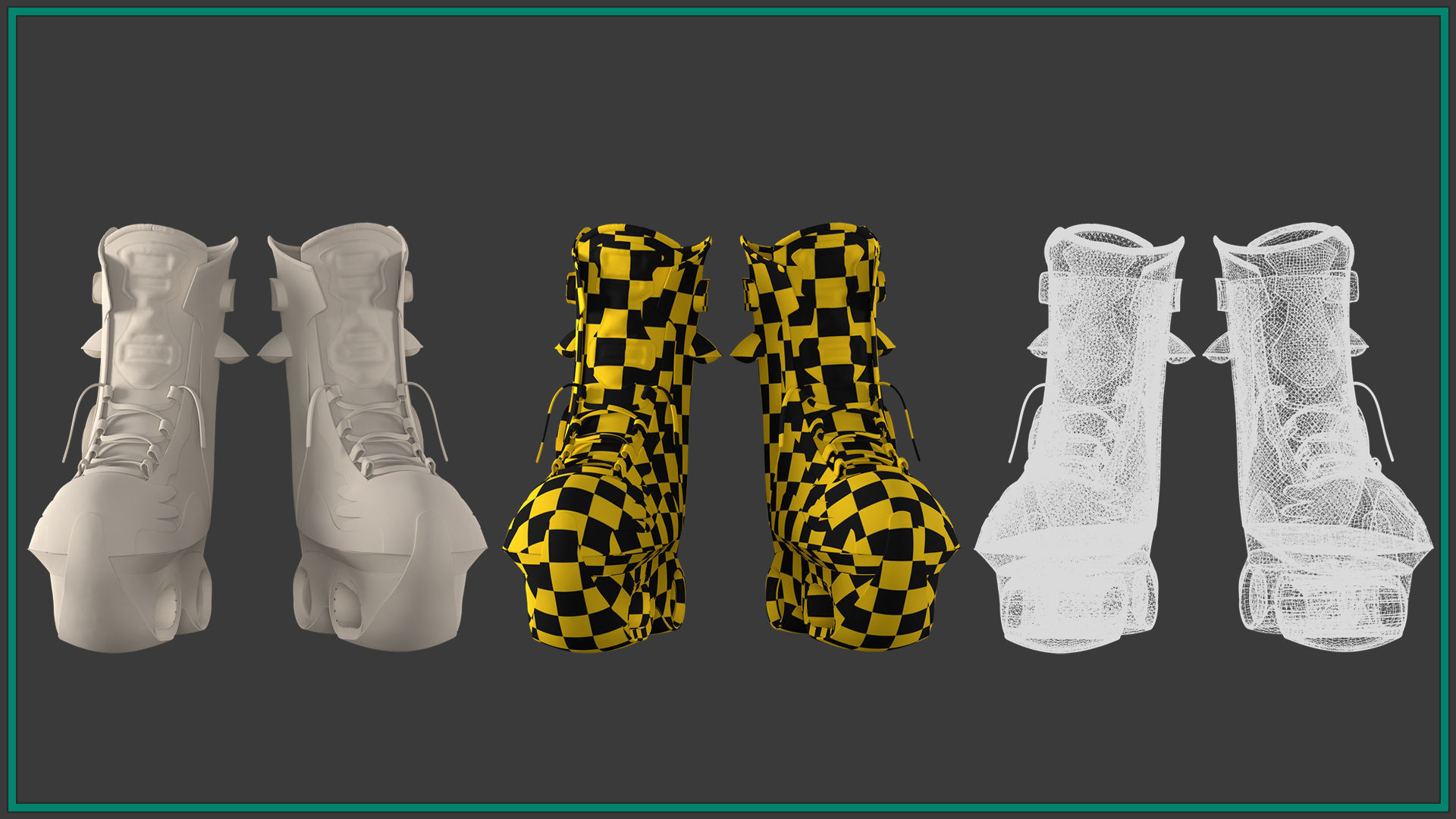 female SCI-FI shoess with texture and smart material 3D model_6