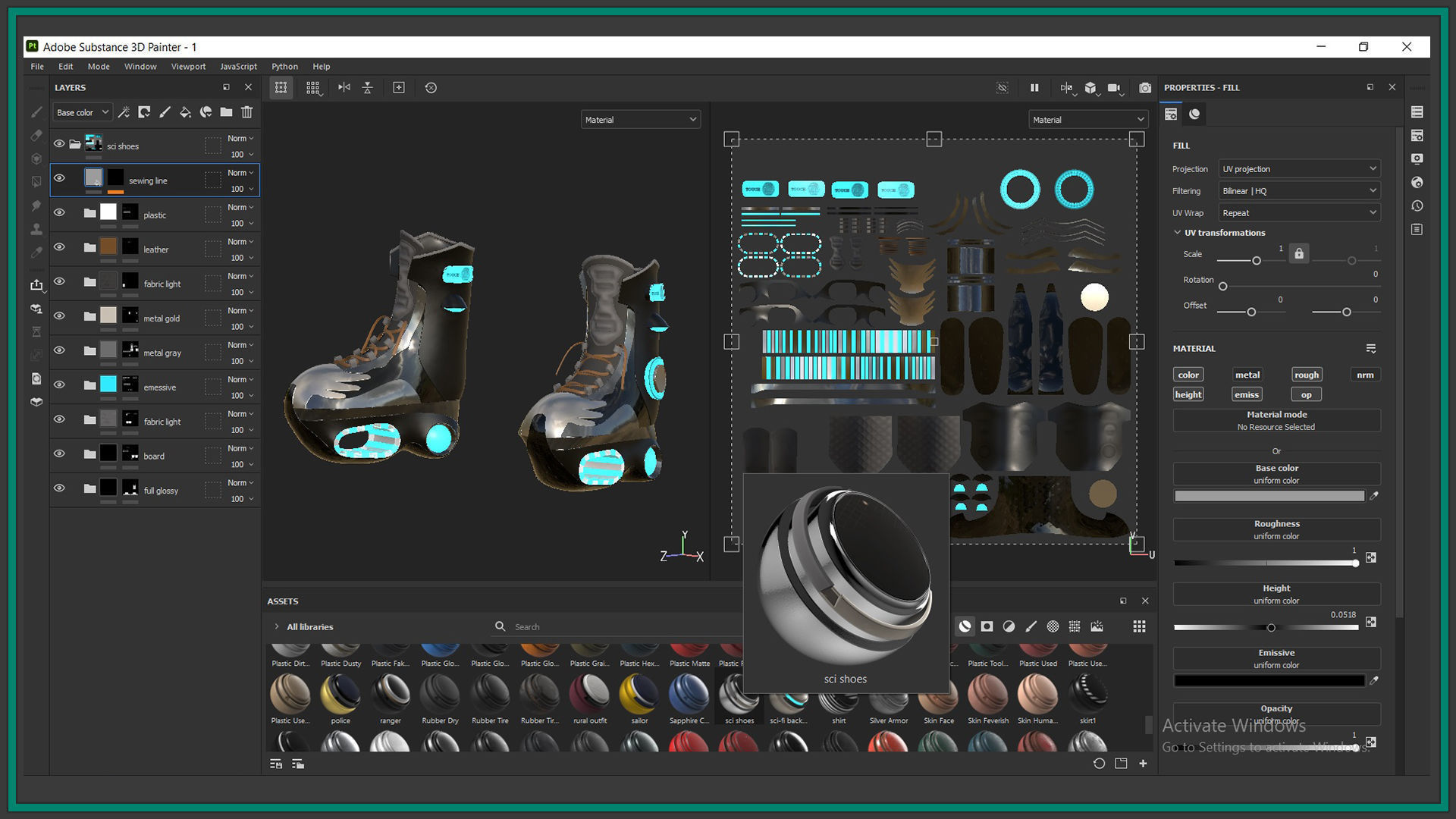 female SCI-FI shoess with texture and smart material 3D model_7