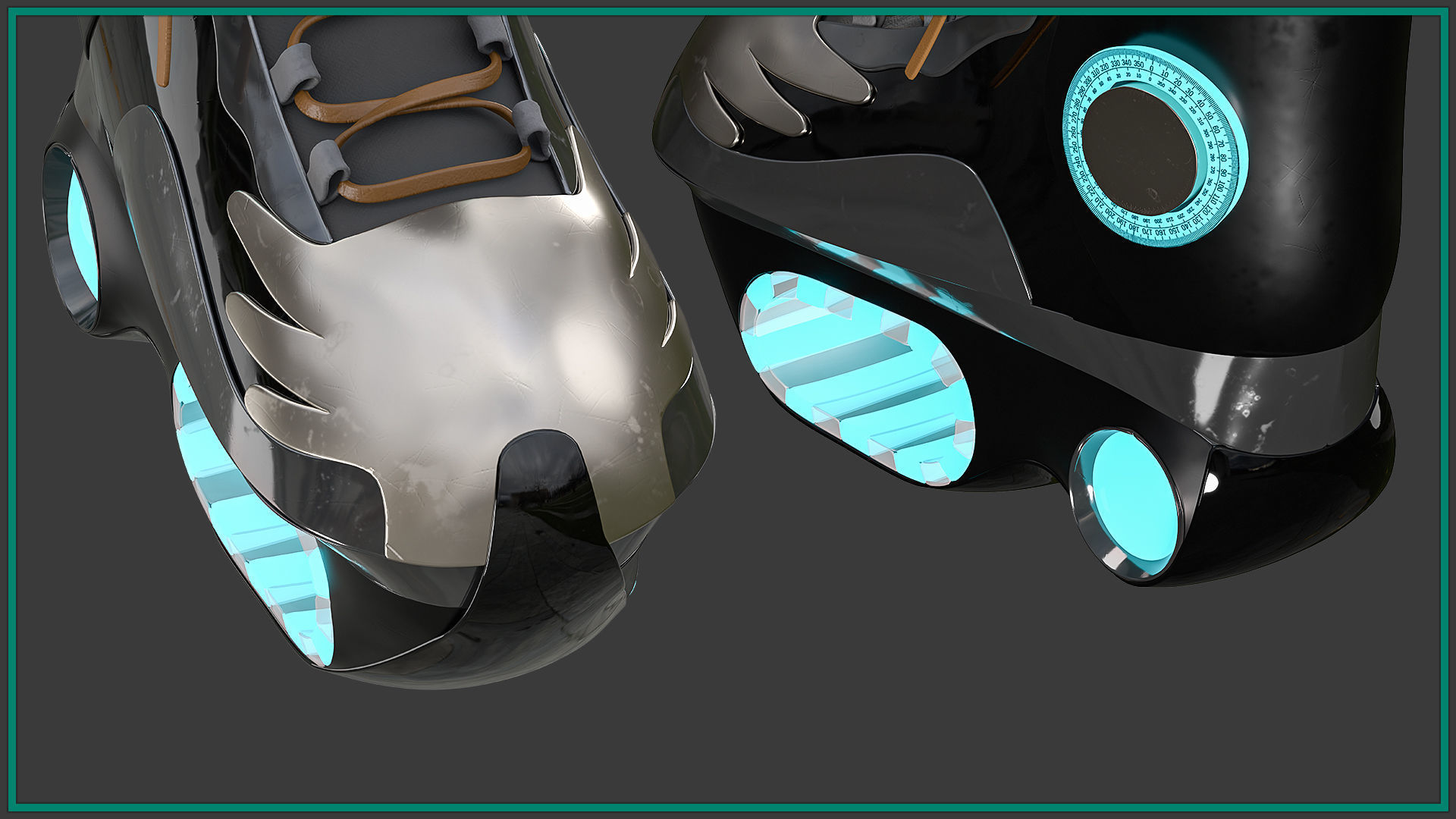 female SCI-FI shoess with texture and smart material 3D model_5