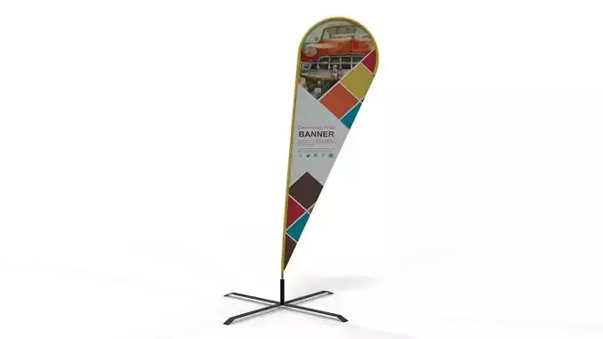 Teardrop Banner Flag 220cm - Commercial Display 3D model