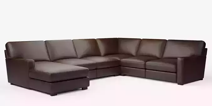 Turner Square Arm Leather L-Shaped Chaise Sectional