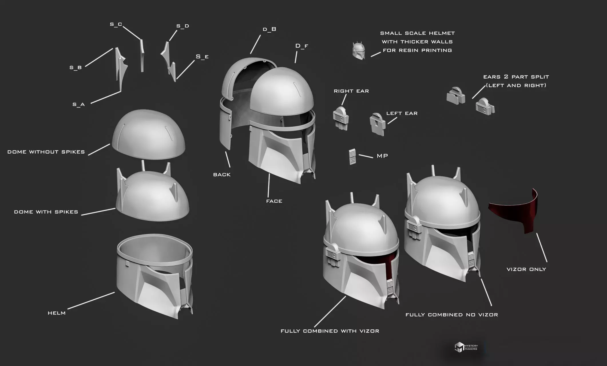 Moff Gideon helmet 3D print model_2
