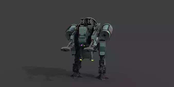 3D Midpoly Mech Turret