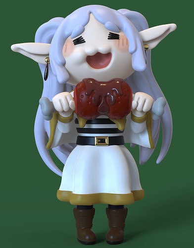 FRIEREN CHIBI EATING A HAM-PARTS AND COMPLETE 3D print model