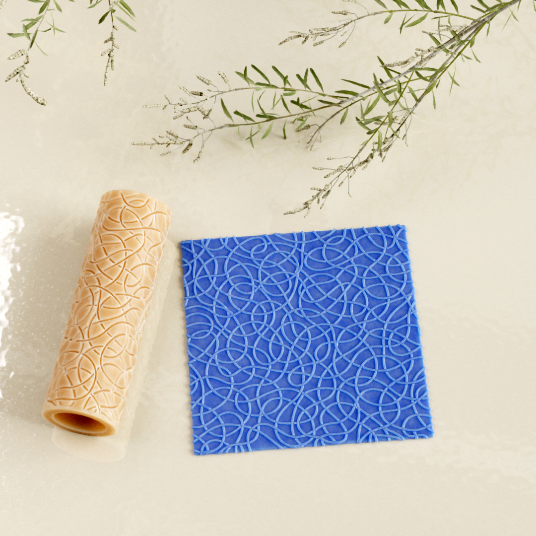 Abstract Line Texture Roller 3D print model_1