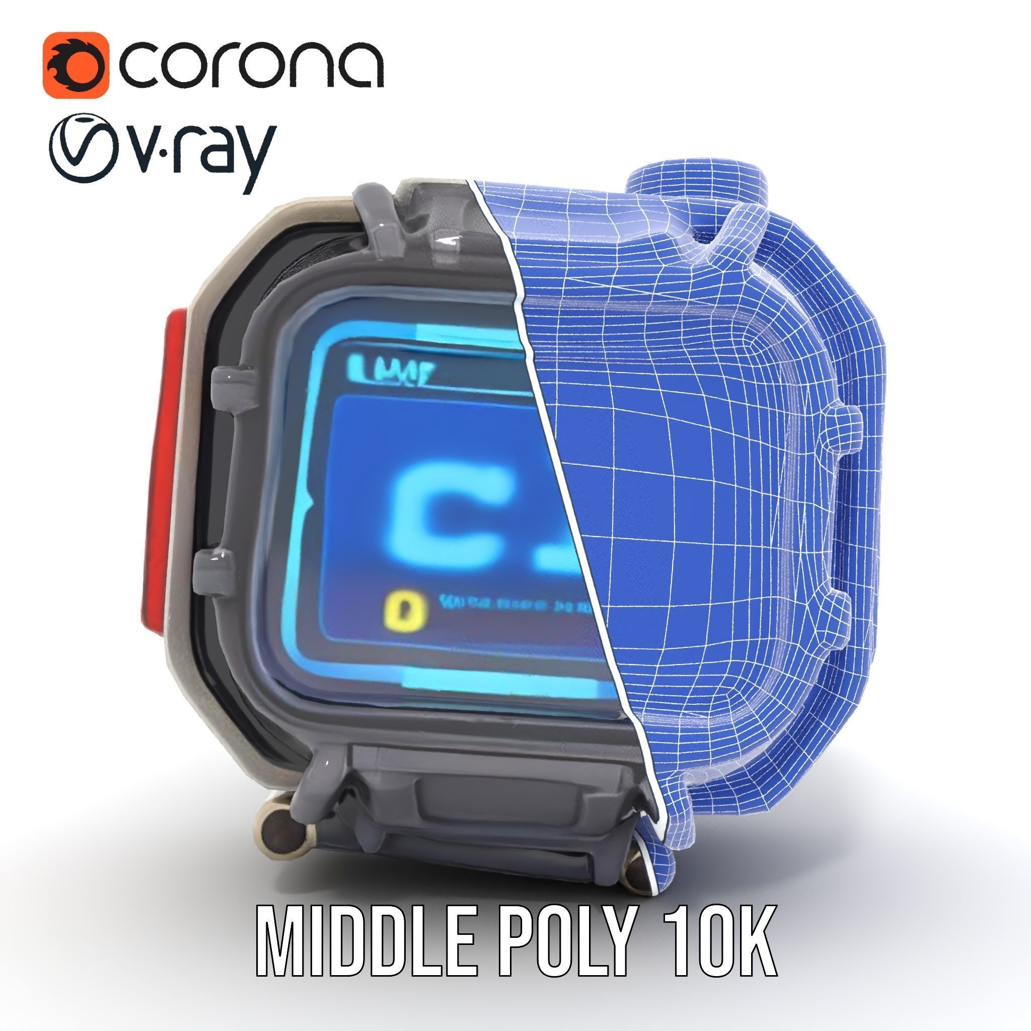 Futuristic Digital Watch Model Pack Low-poly 3D model_31